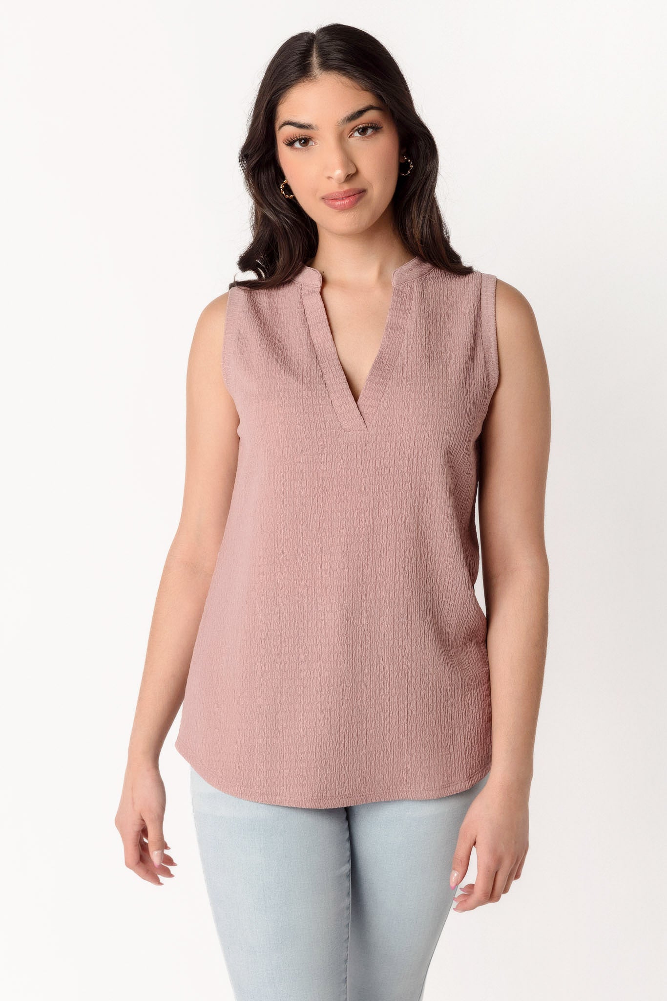 Textured Knit Sleeveless Blouse