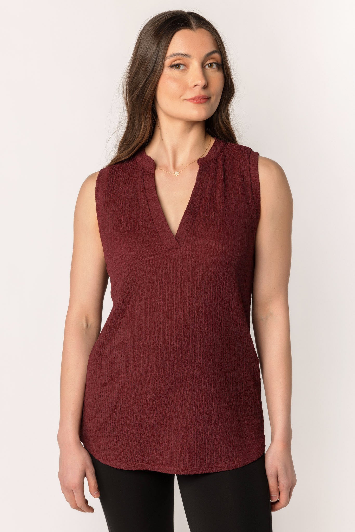 Textured Knit Sleeveless Blouse