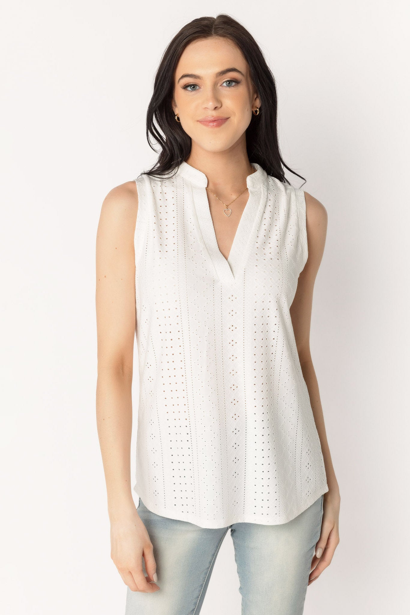 Sleeveless Eyelet Blouse