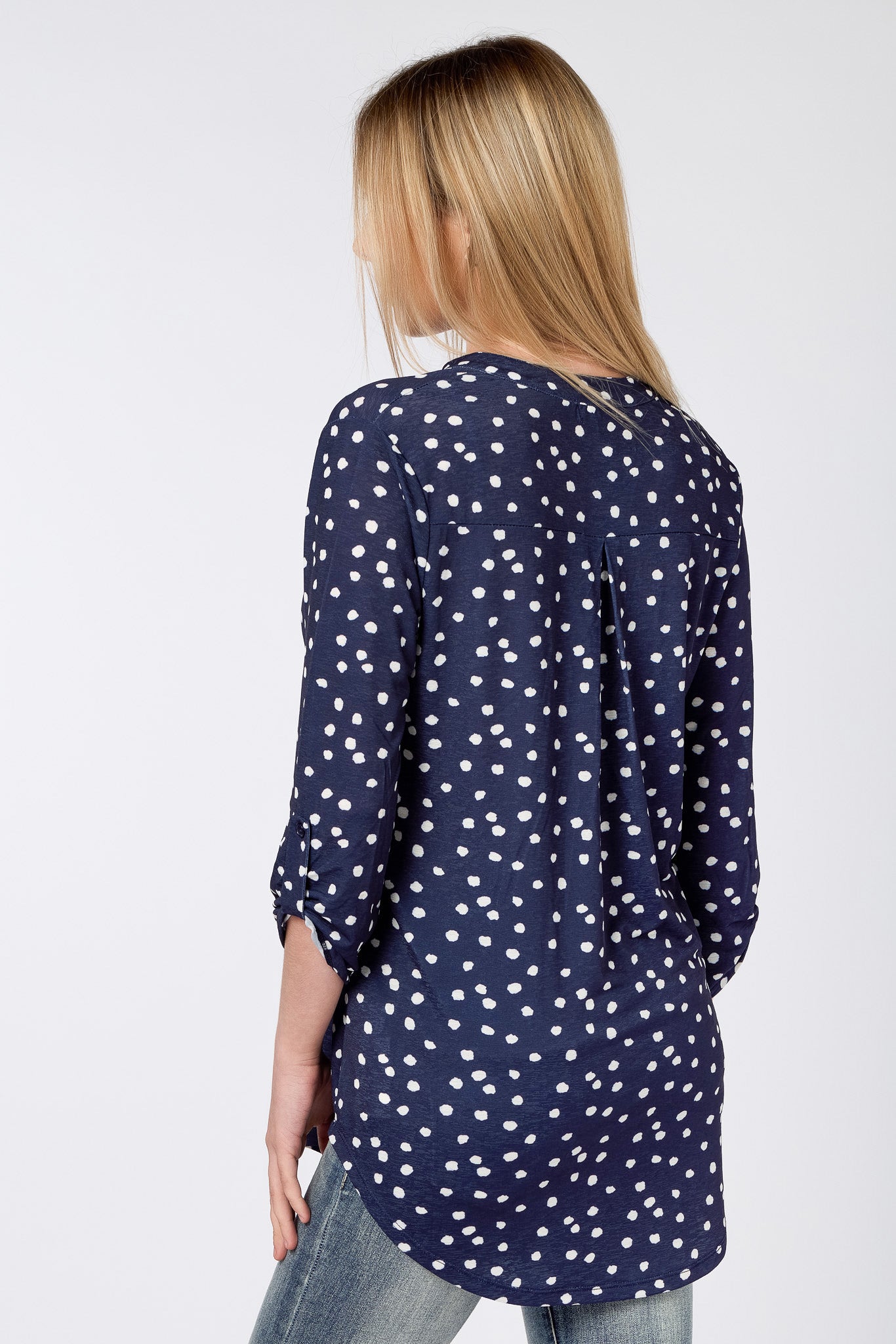 Polka Dot 1/2 Roll-Tab Shirt