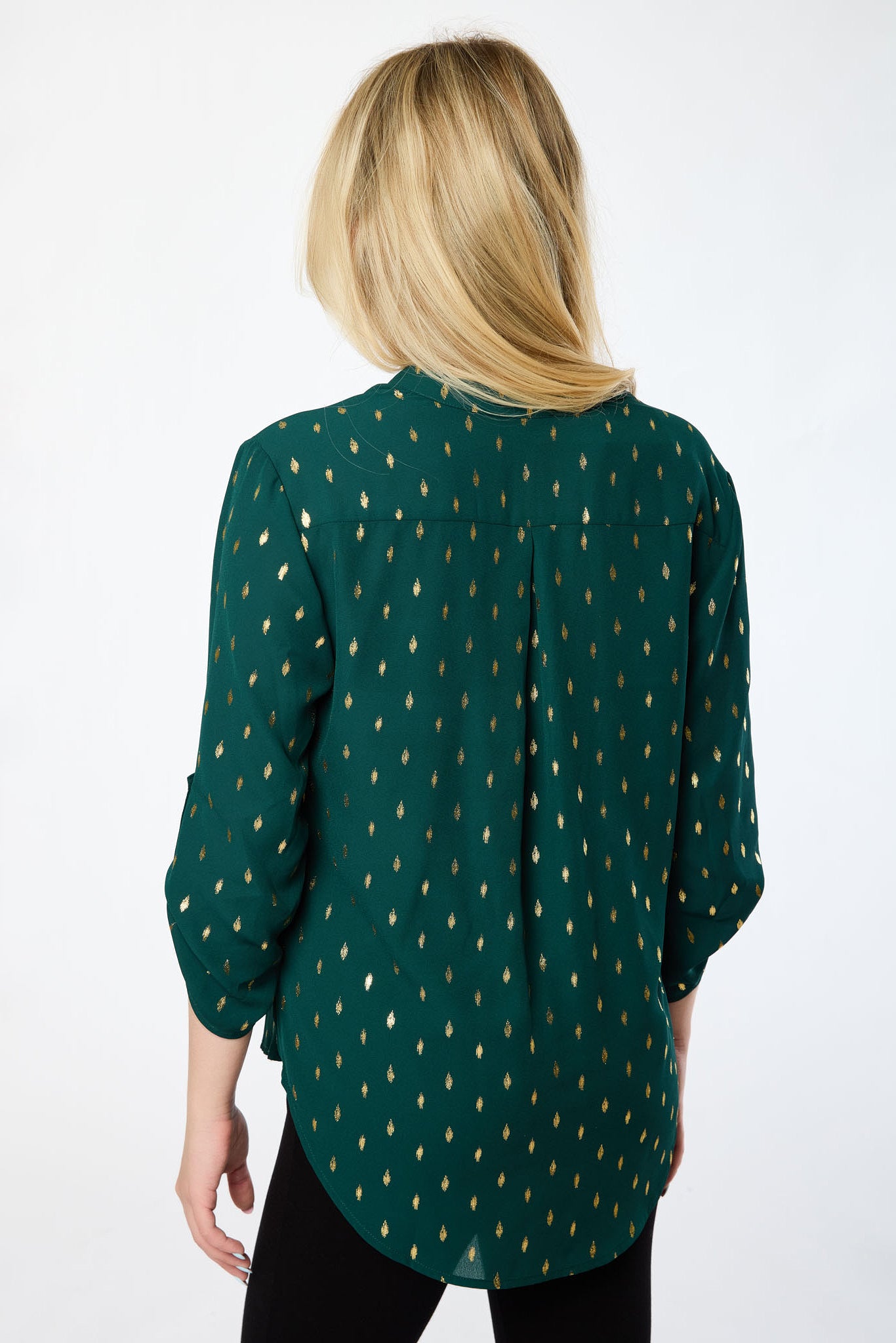 Foil Dot Roll-Up Blouse