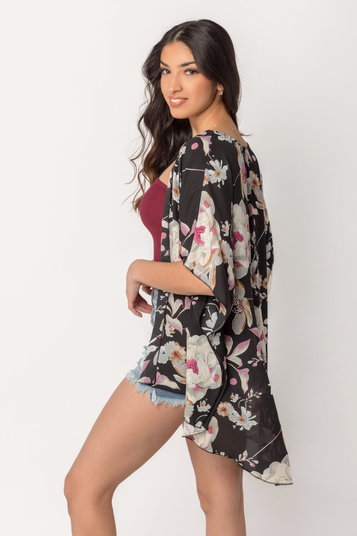 Magenta Floral Kimono