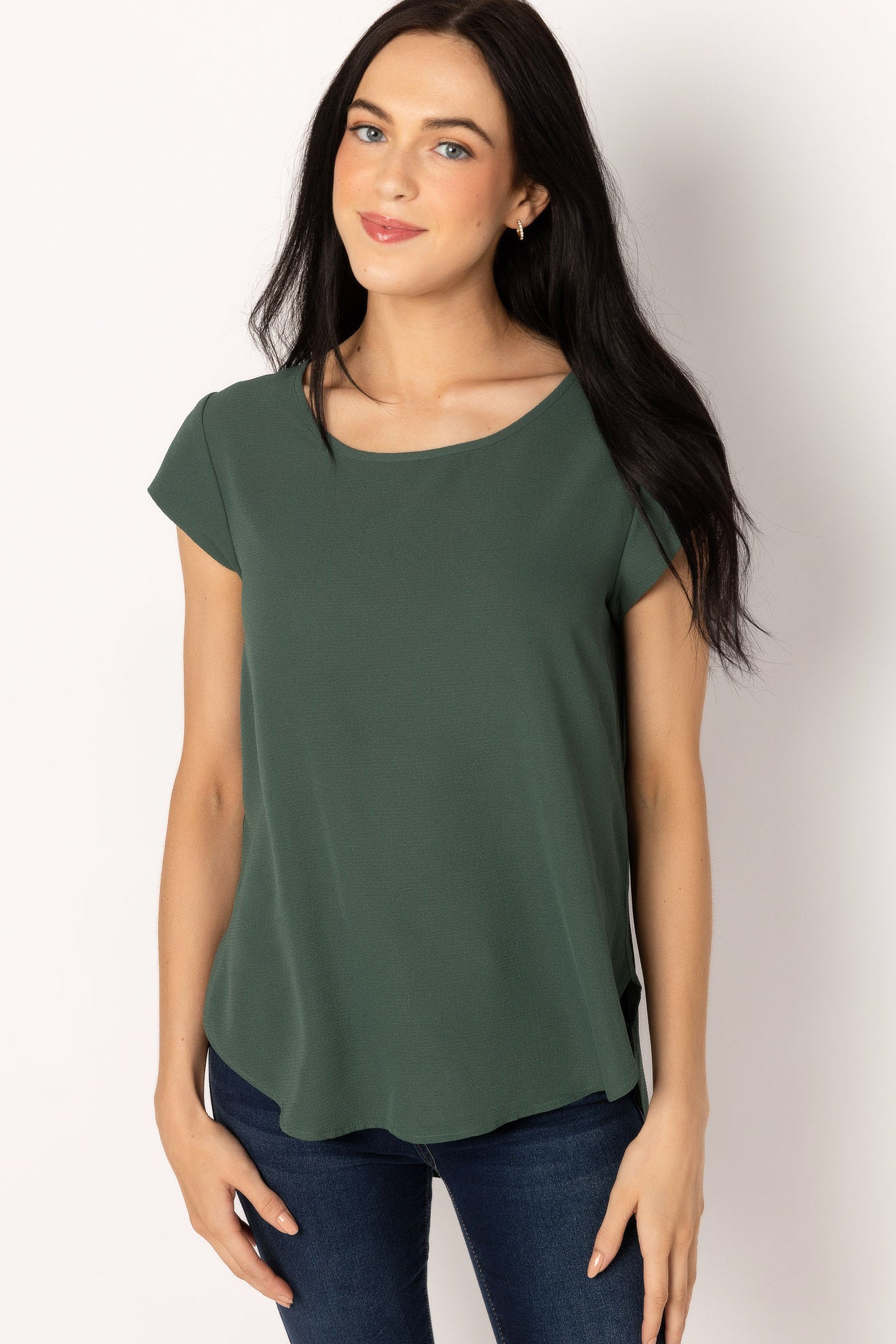 Only Woven Tee with Back Zipper