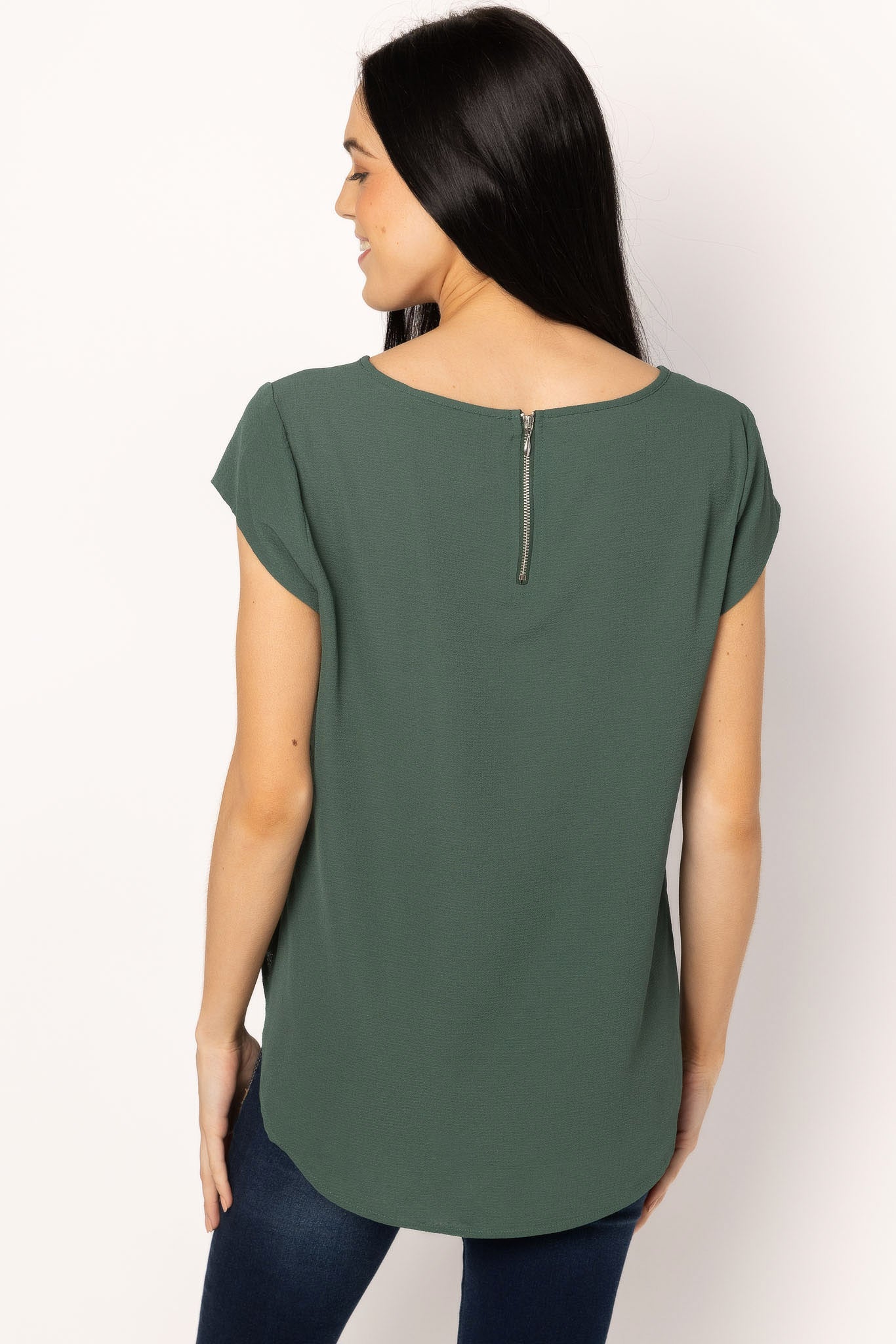 Only Woven Tee with Back Zipper