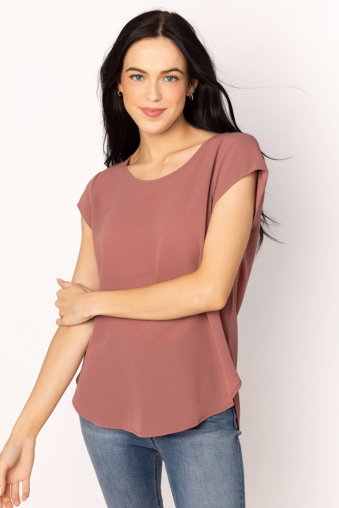 Only Woven Tee with Back Zipper