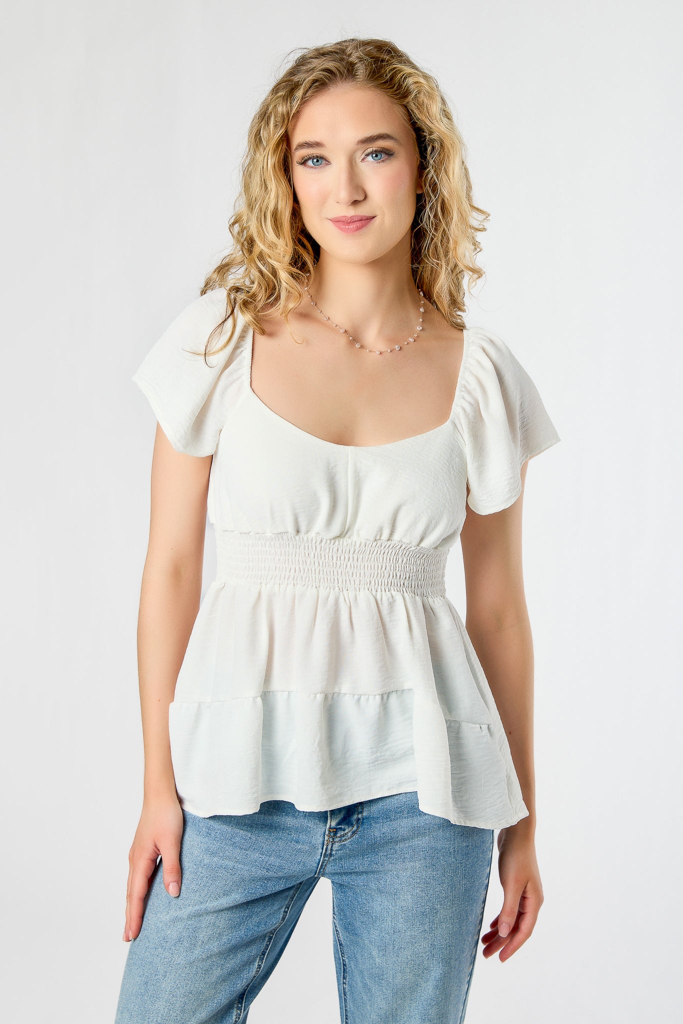 Airflow Flutter Sleeve High-Low Babydoll Top