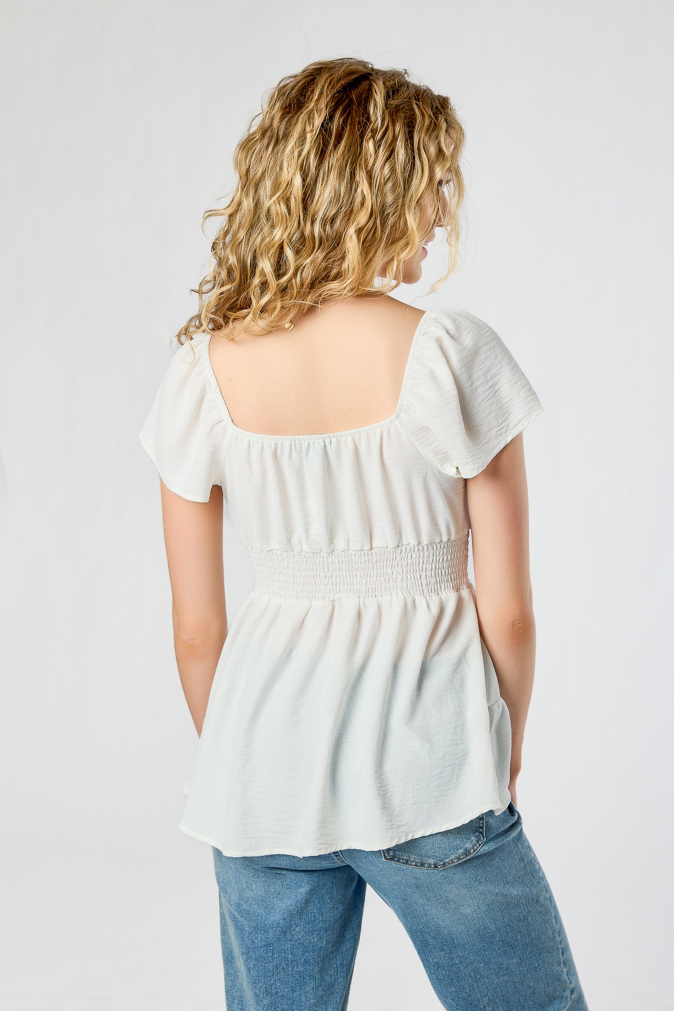 Airflow Flutter Sleeve High-Low Babydoll Top