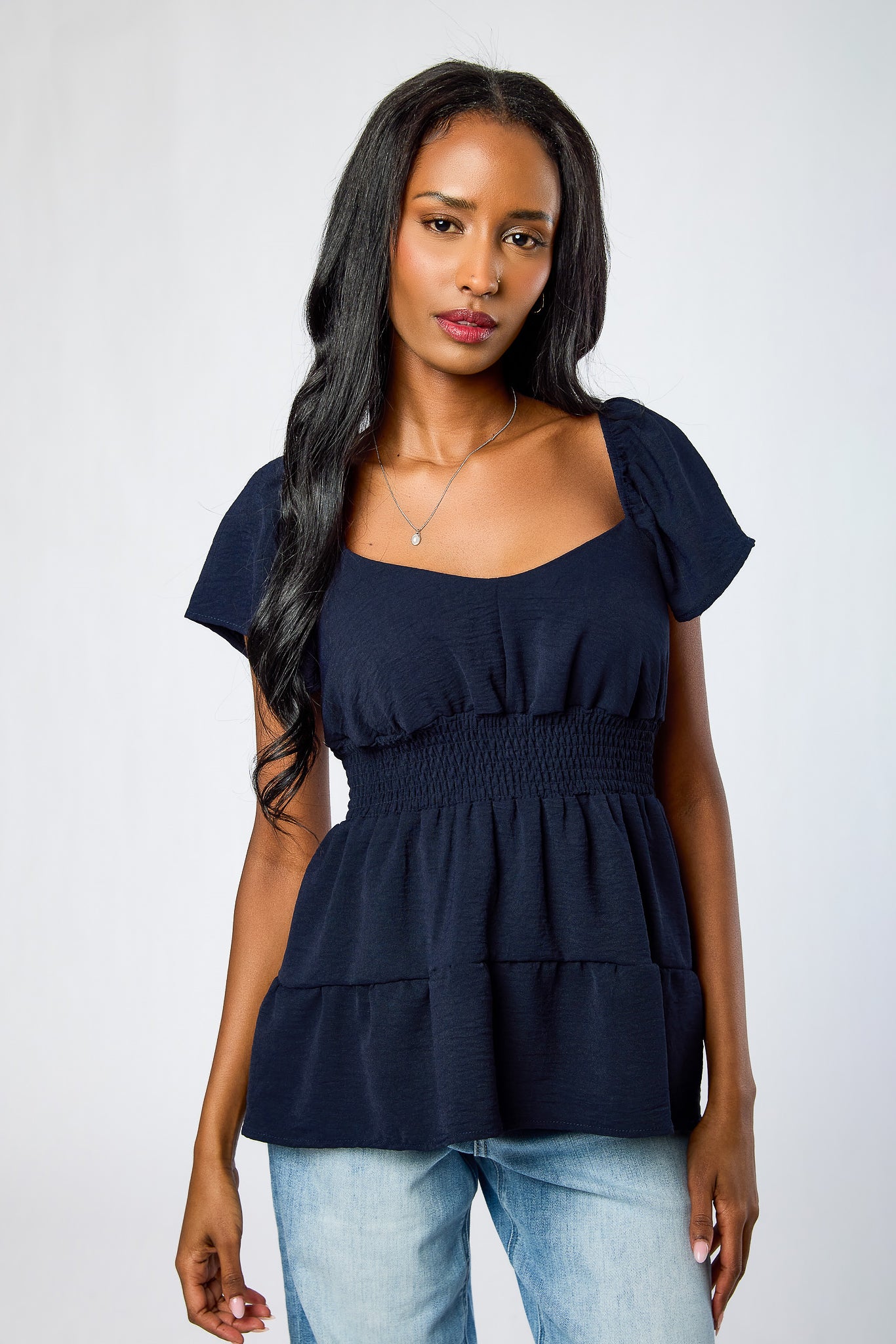 Airflow Flutter Sleeve High-Low Babydoll Top