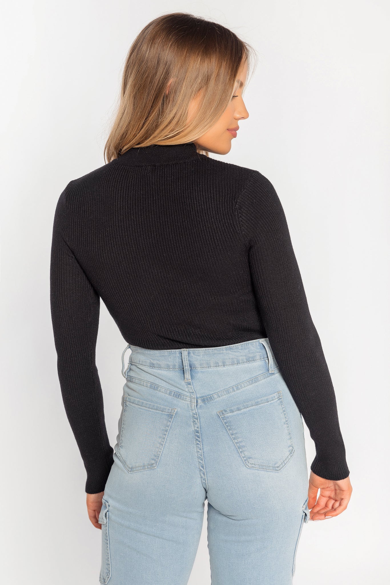 Ribbed Long Sleeve Mock Neck