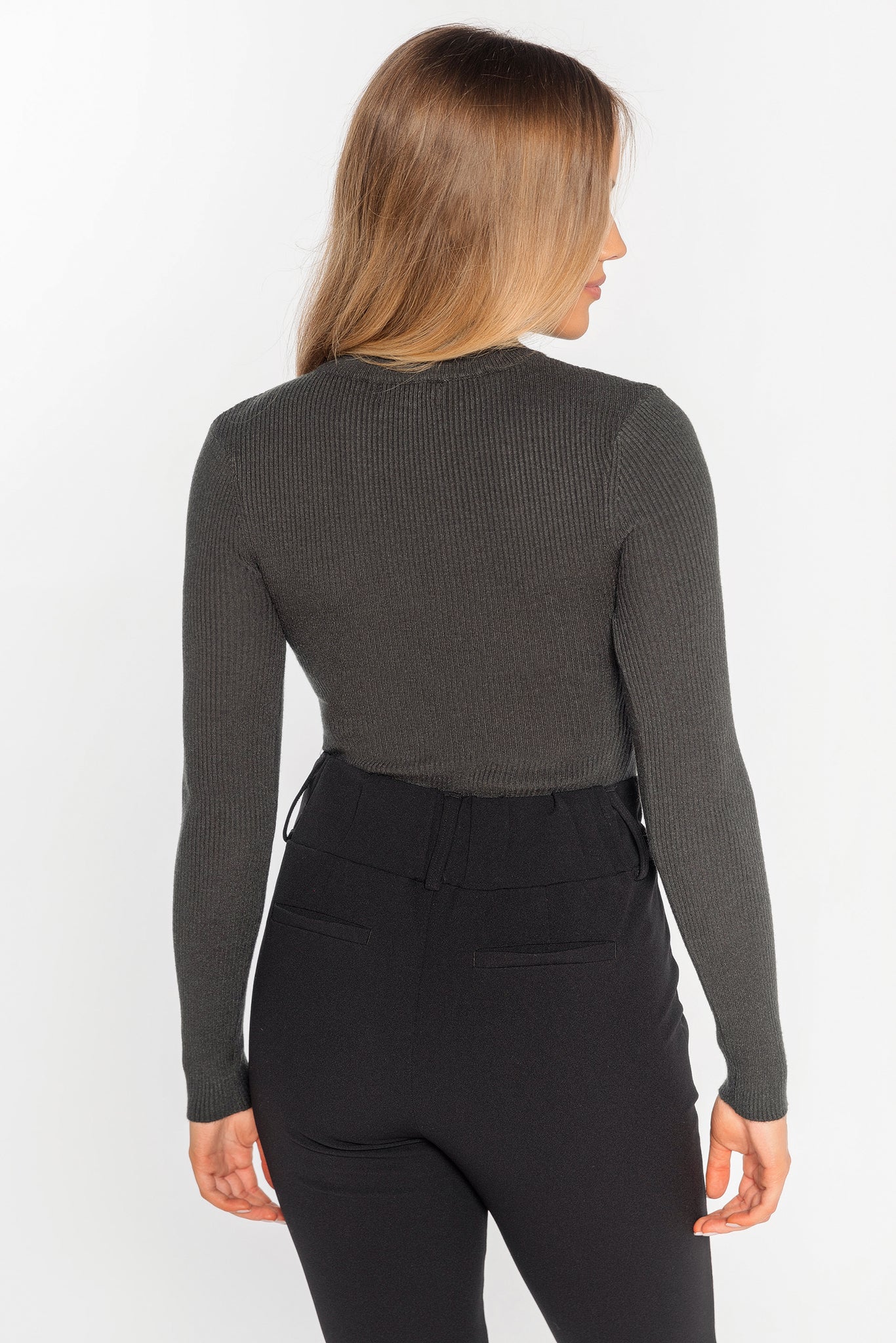 Ribbed Long Sleeve Mock Neck