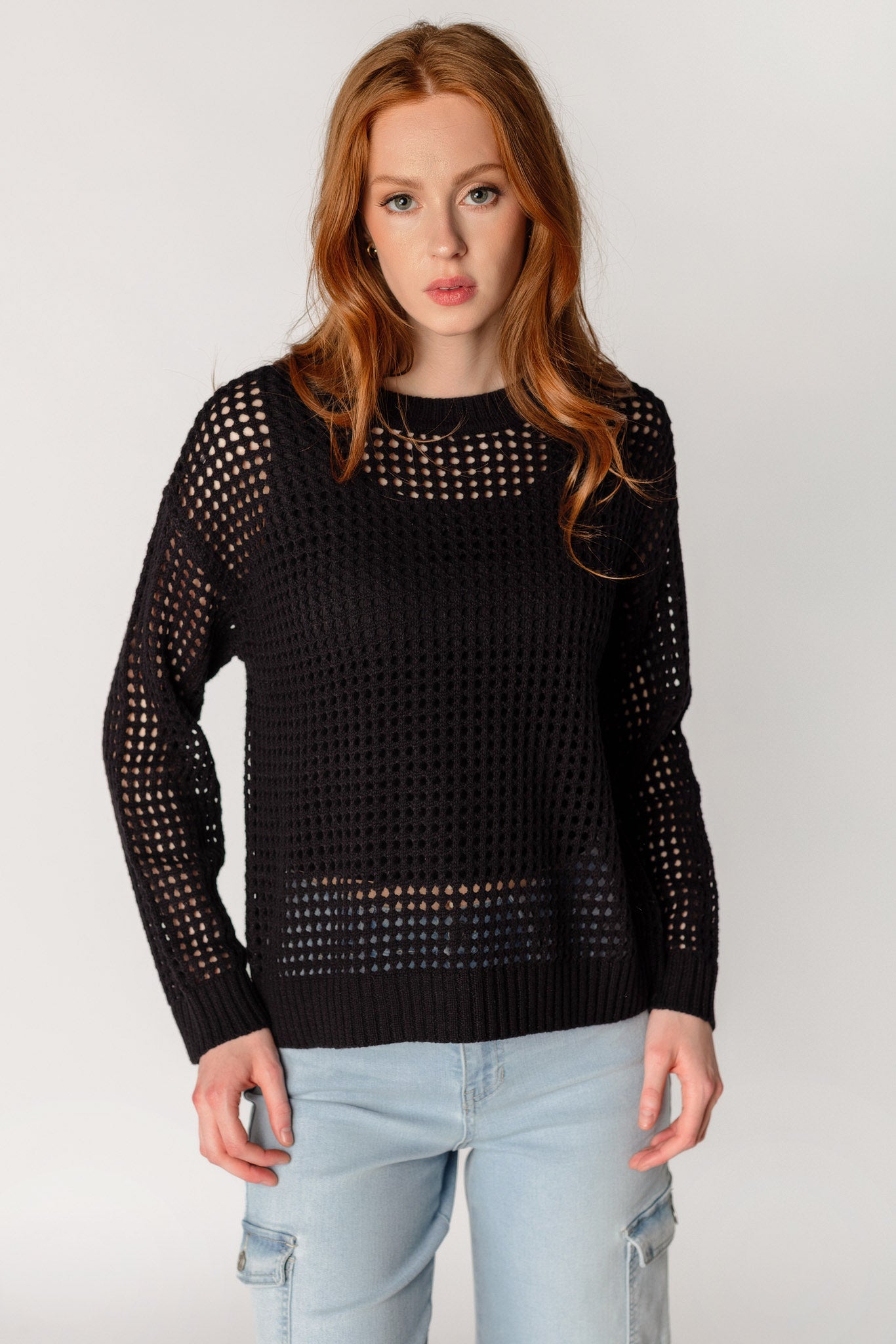 Openwork Long Sleeve Sweater