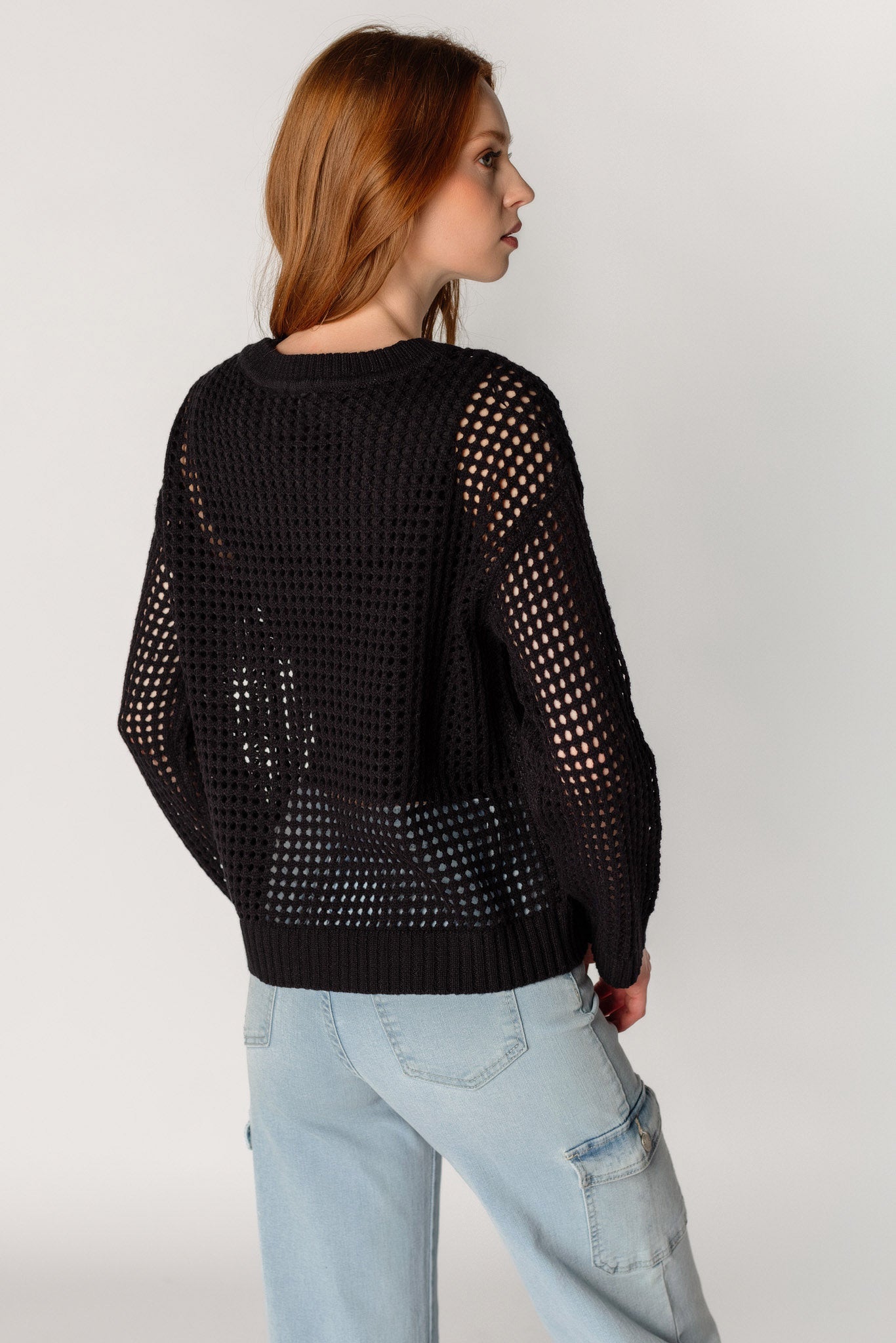 Openwork Long Sleeve Sweater