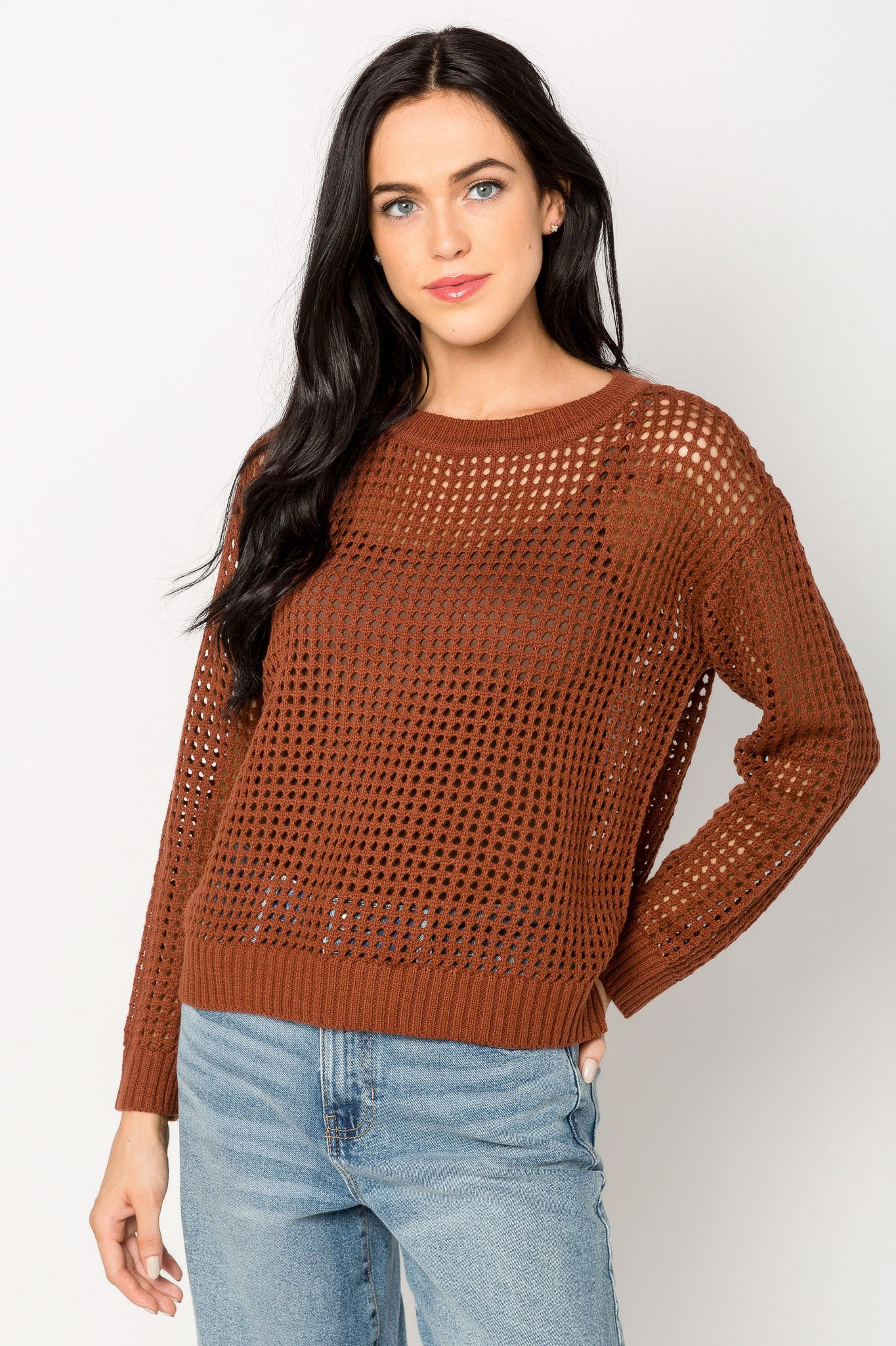 Openwork Long Sleeve Sweater