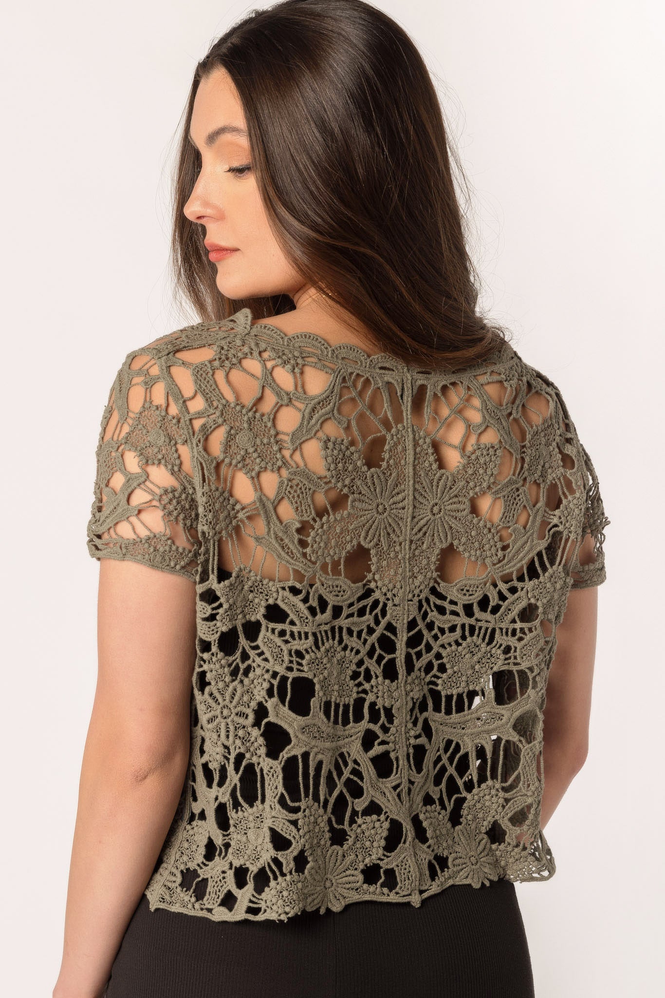 Crochet Tie-Front Sweater