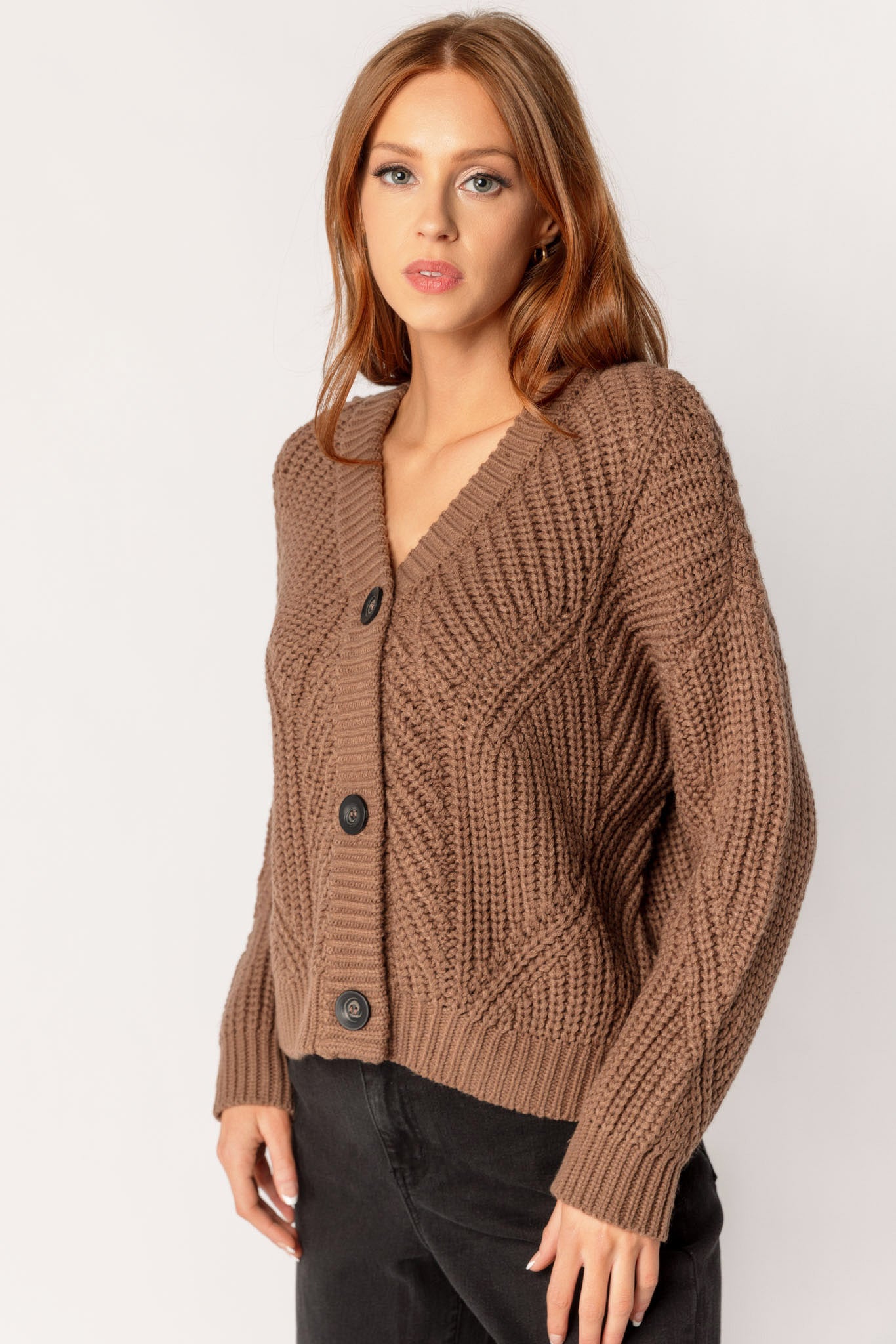 Buttoned V-Neck Cardigan