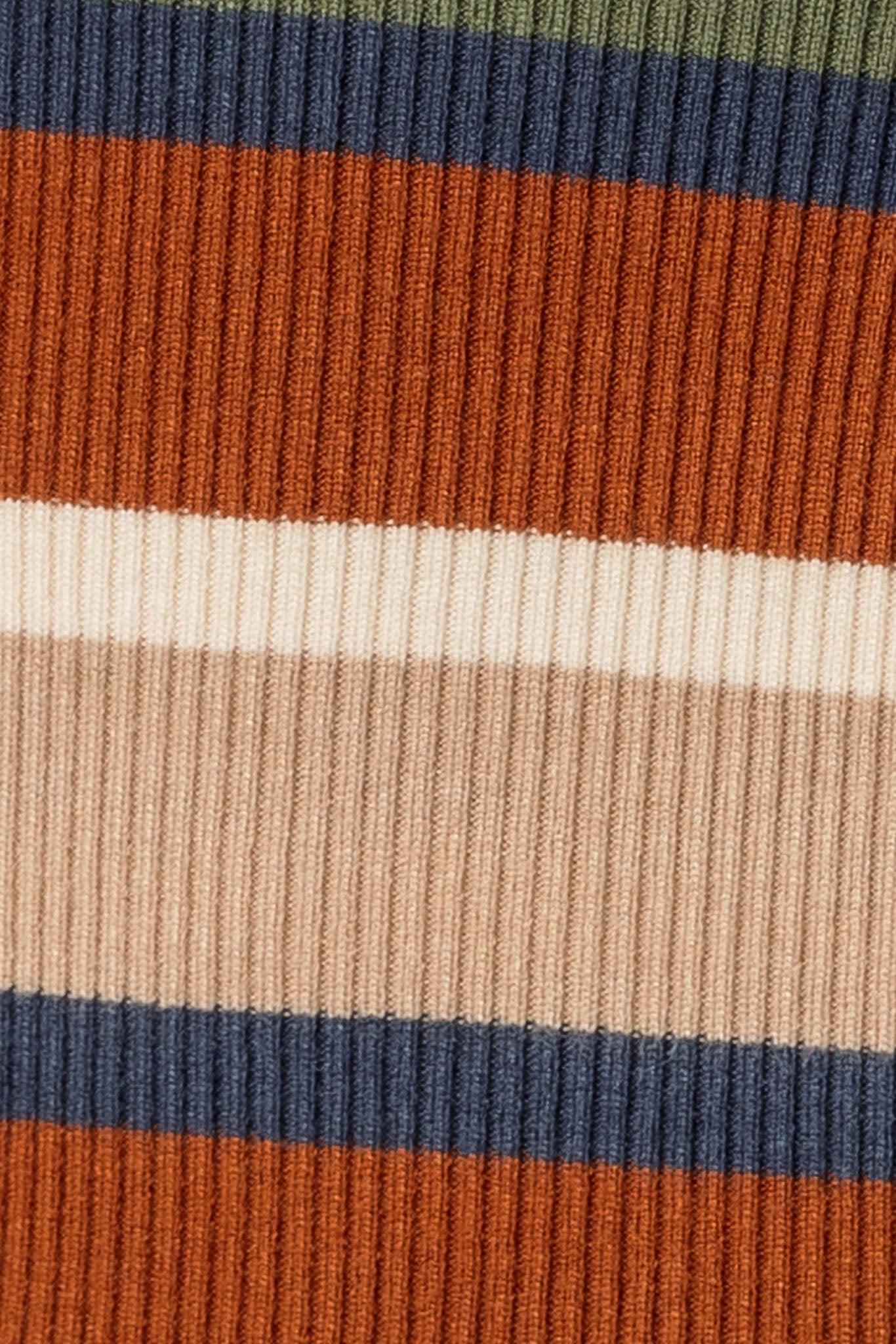 Chestnut and Olive Striped Long-Sleeve Crewneck