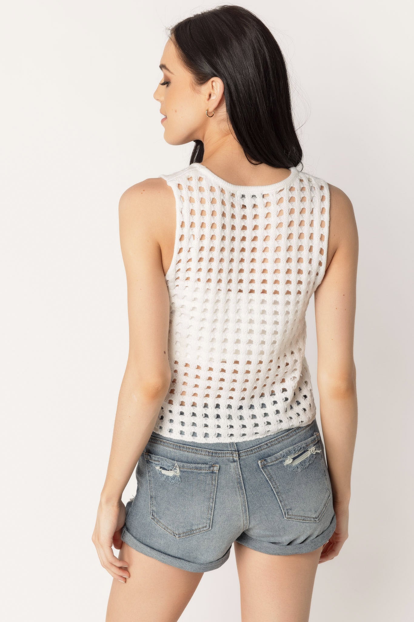 Openwork Sleeveless Sweater Tank Top
