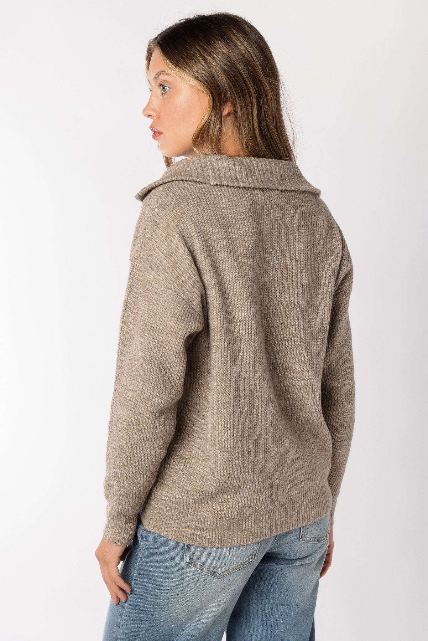Ribbed Mockneck Sweater with a Half Zip