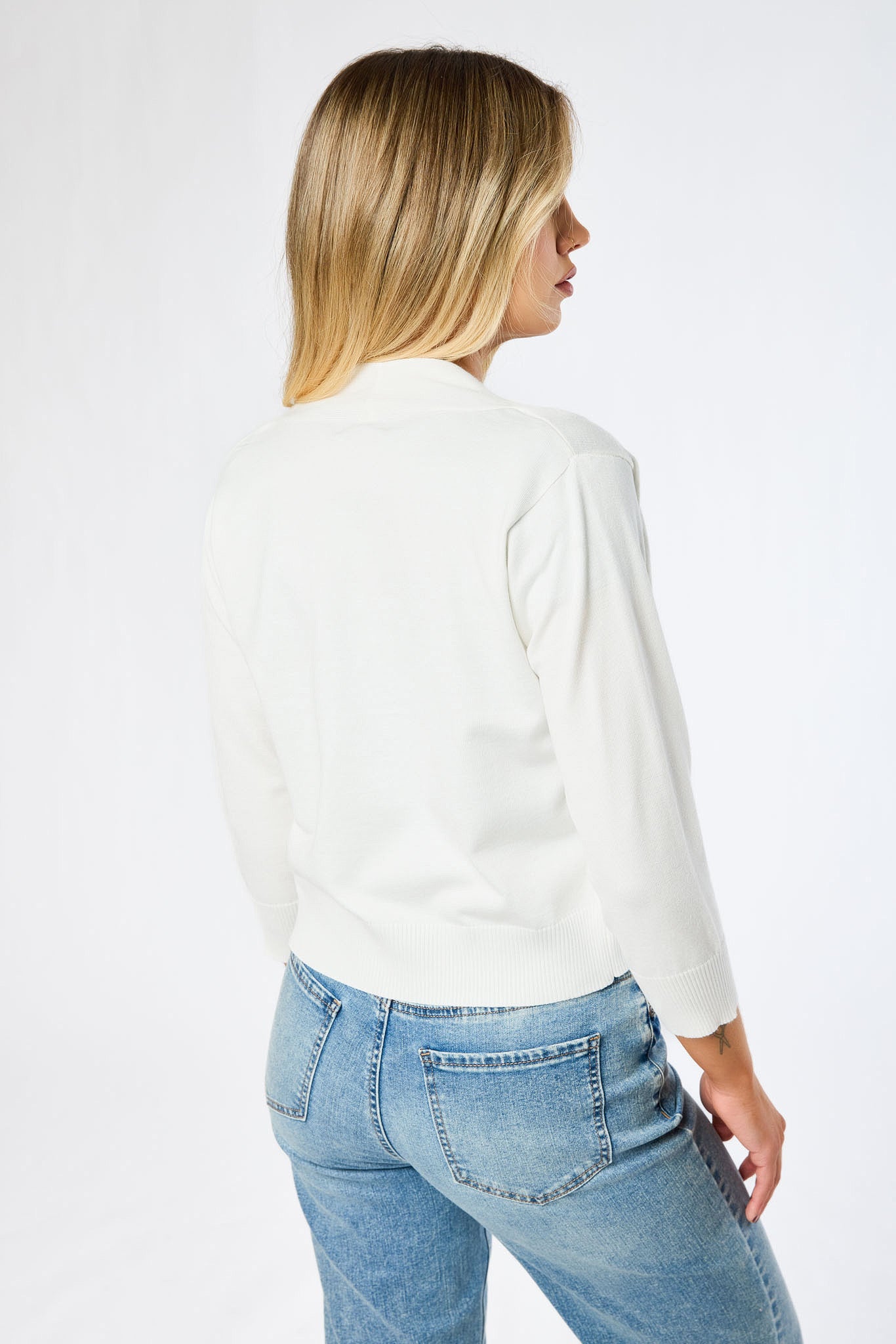 Fine Gauge 3/4 Sleeve Cardigan