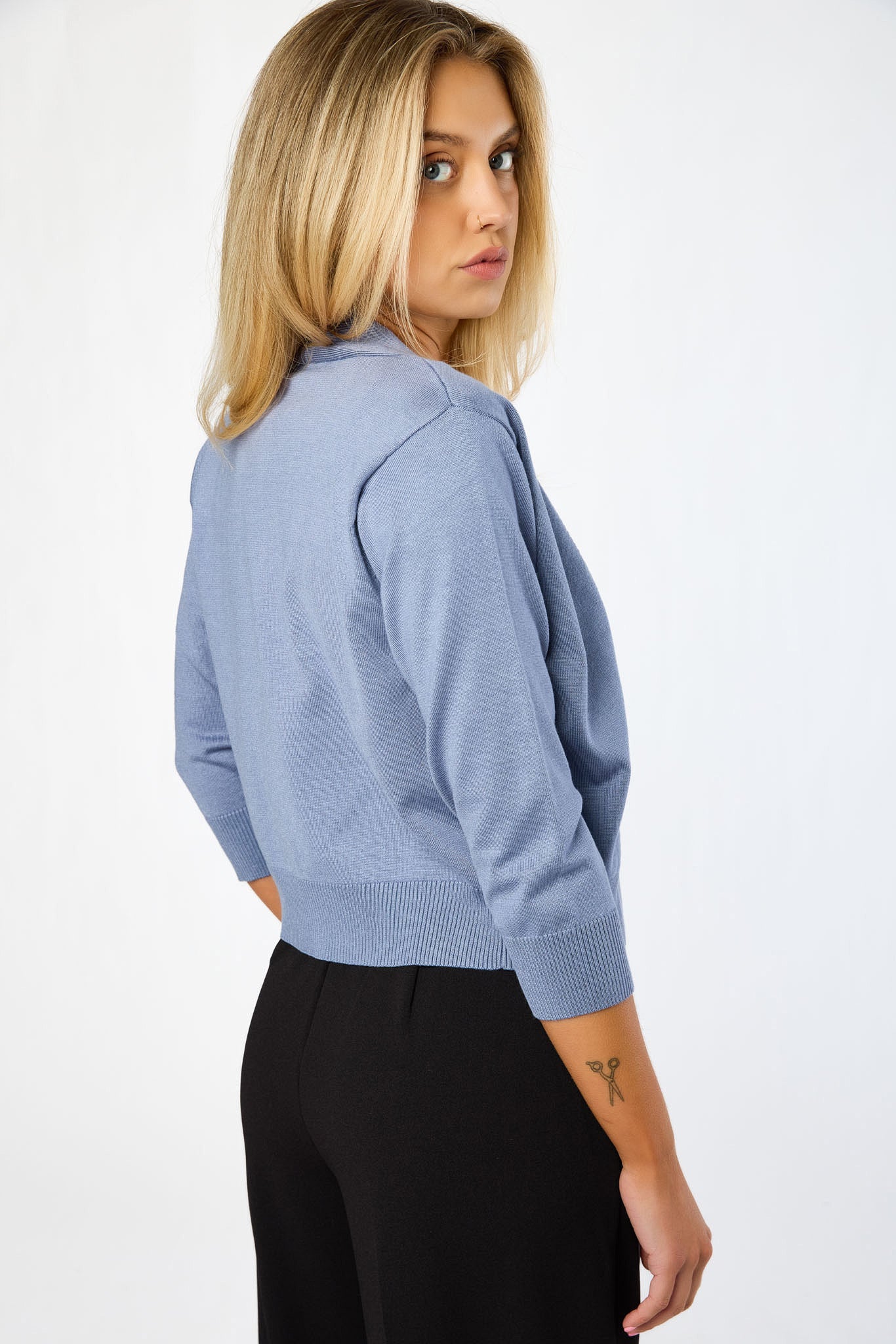 Fine Gauge 3/4 Sleeve Cardigan