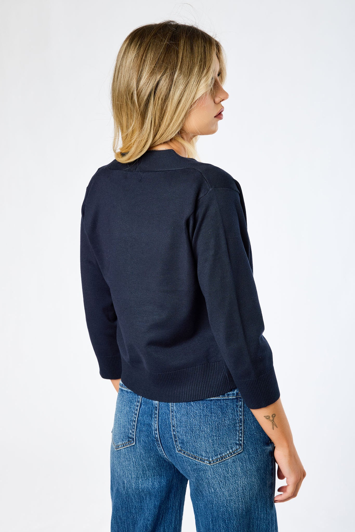 Fine Gauge 3/4 Sleeve Cardigan