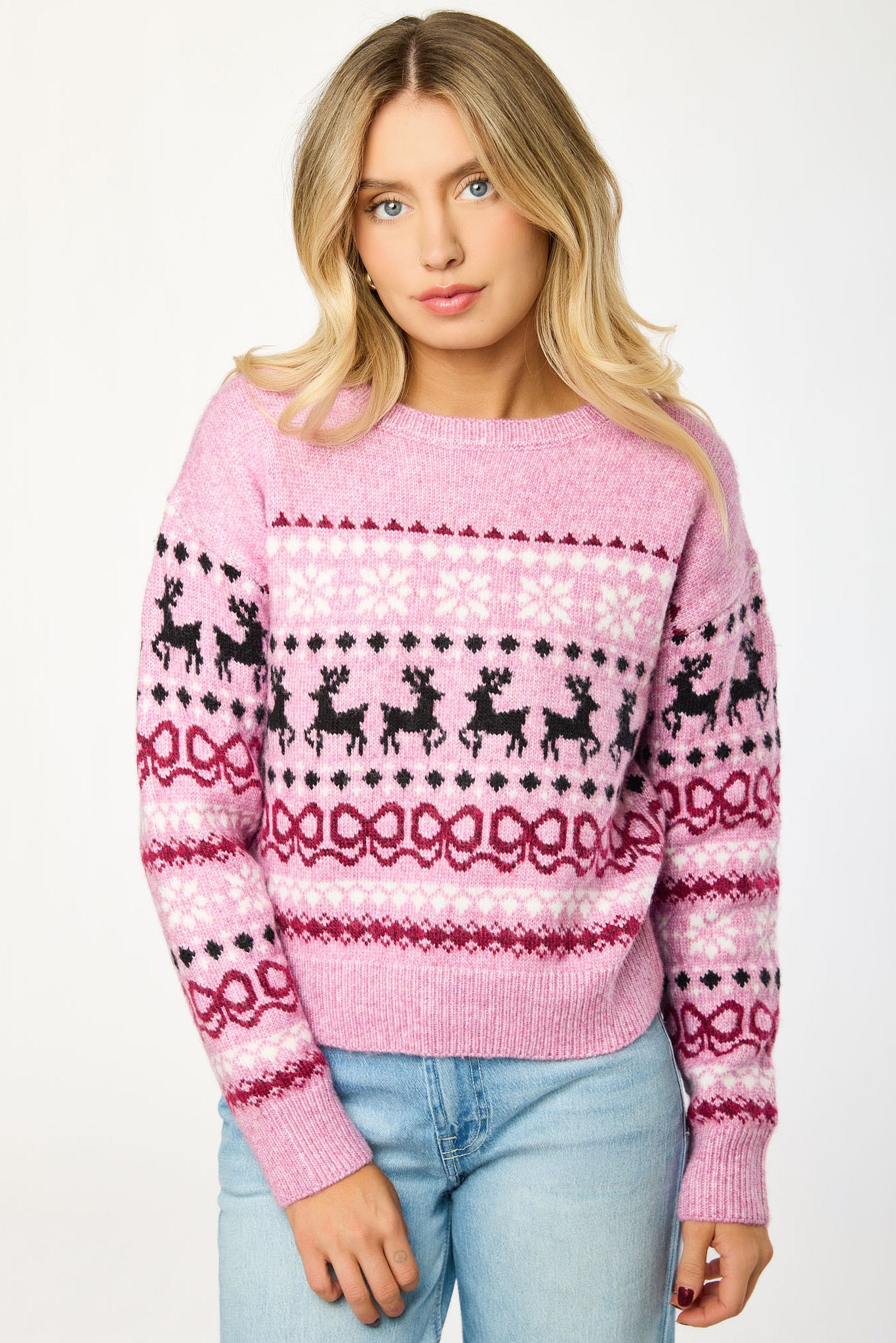 Reindeer Bow Fair Isle Sweater