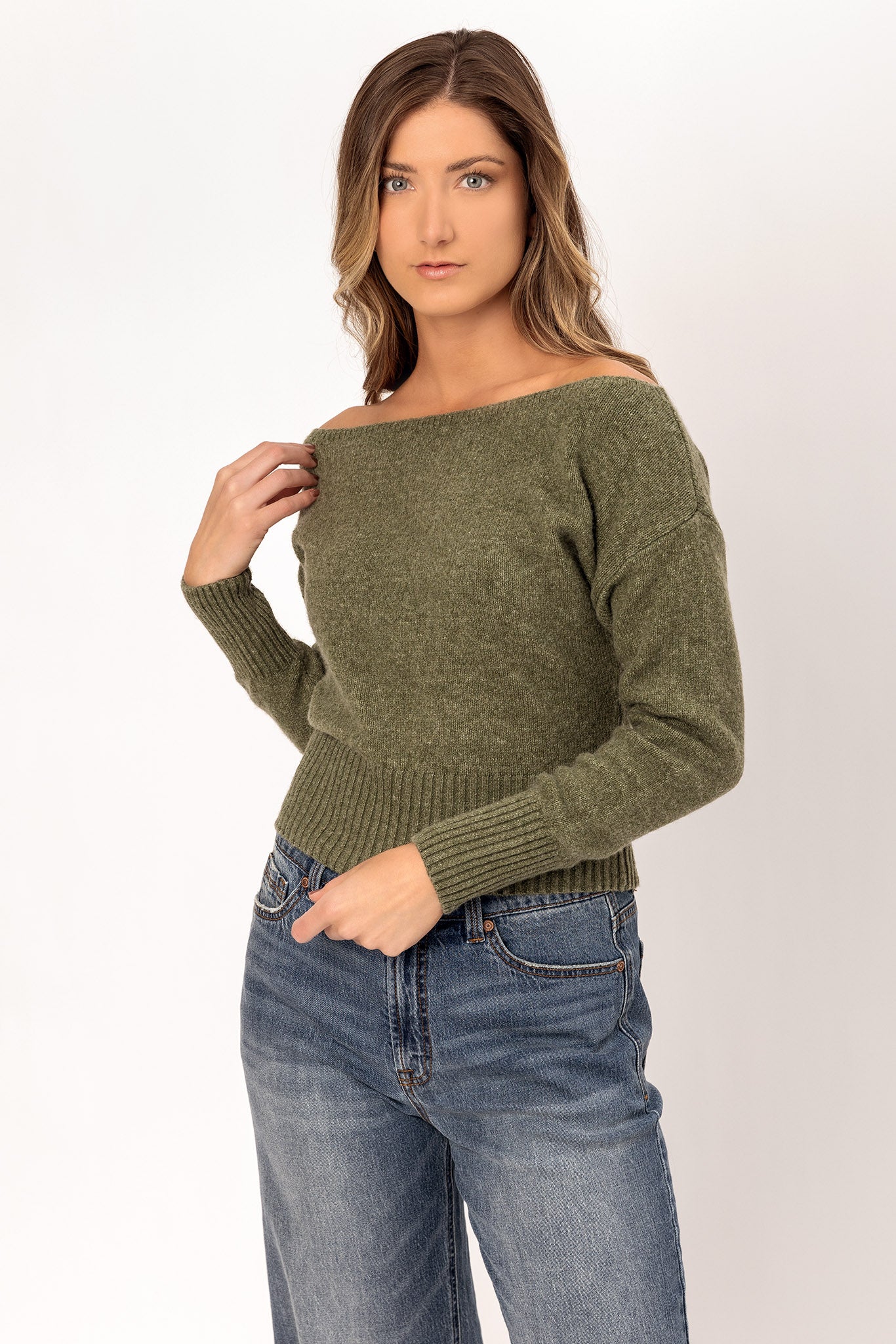 Off-The-Shoulder Long-Sleeve Sweater