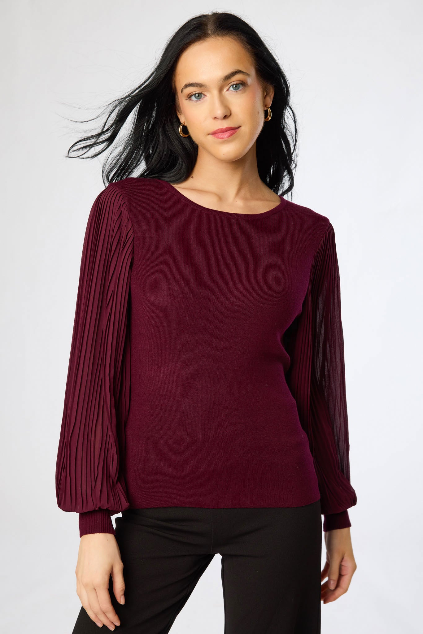 Crew-Neck Balloon Sleeves Sweater