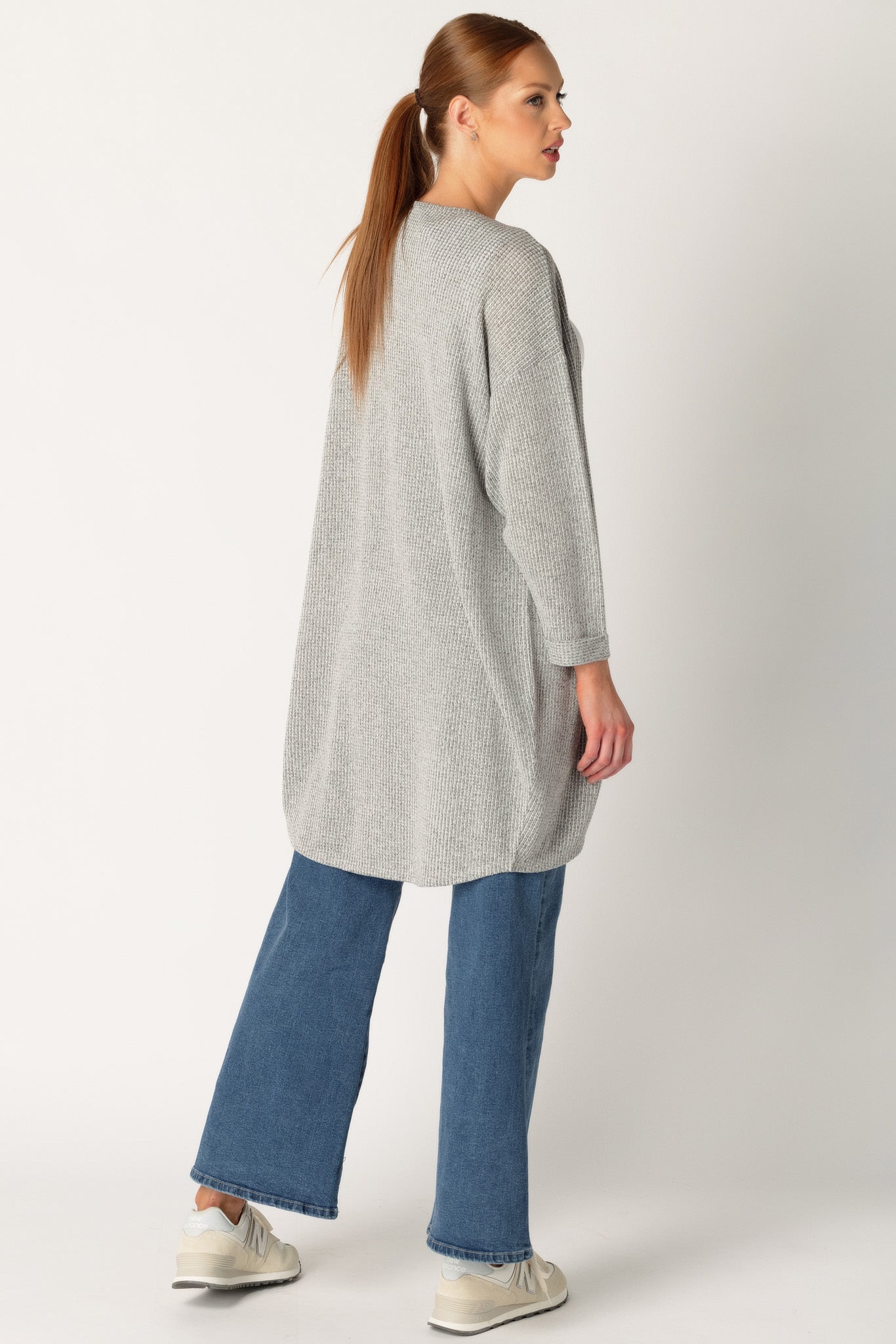 Waffle Knit 3/4 Sleeve Cardigan