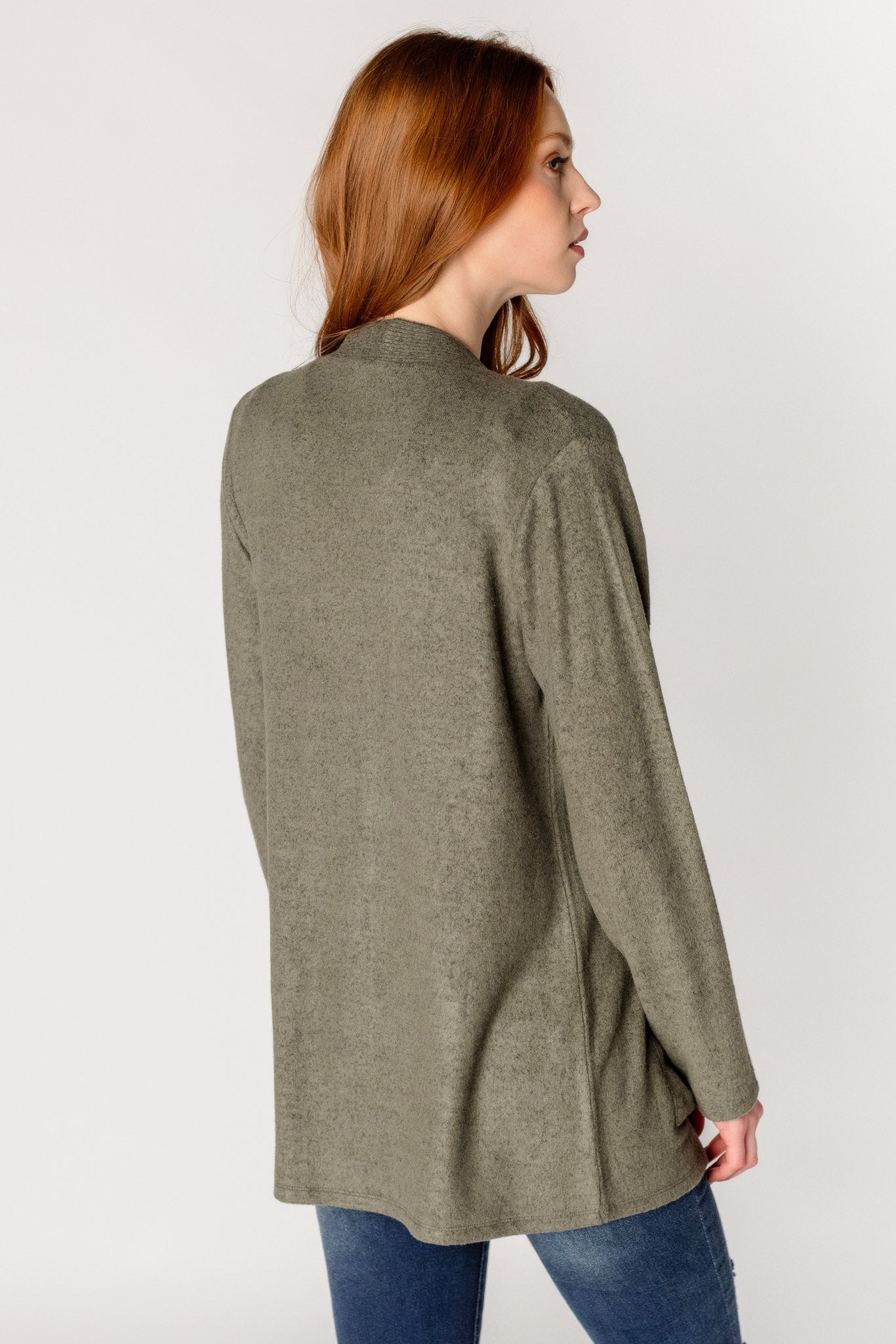 Supersoft Open Cardigan with Ribbed Trim