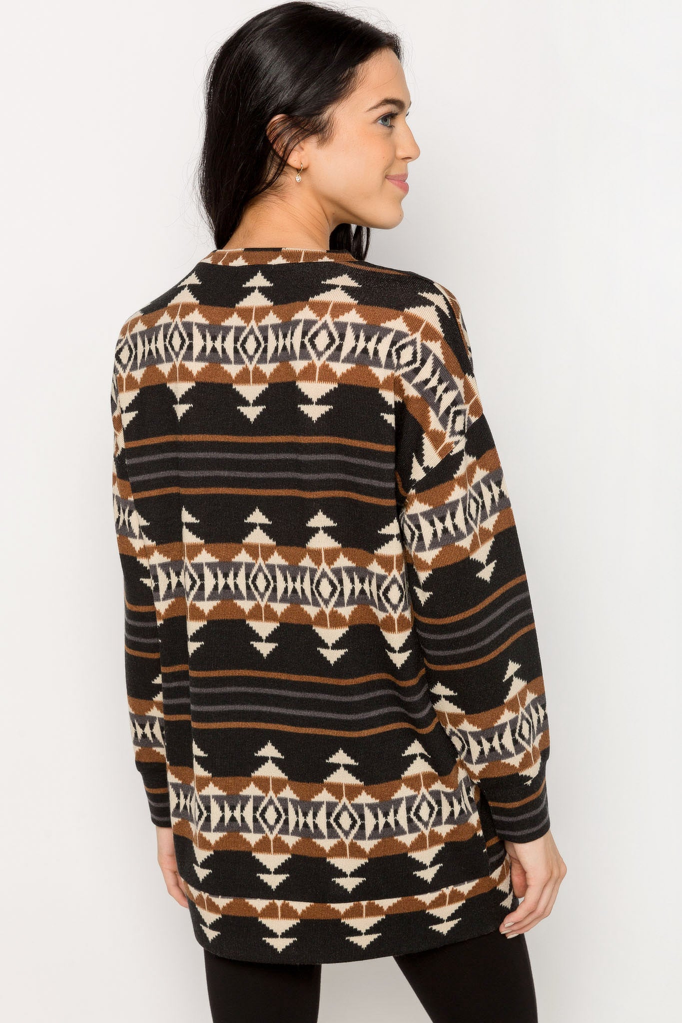 Geometric Print Long-Sleeve Tunic Top