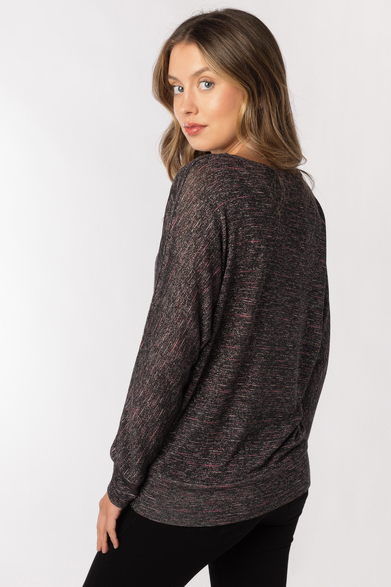 Metallic Space Dye Hacci Dolman Top
