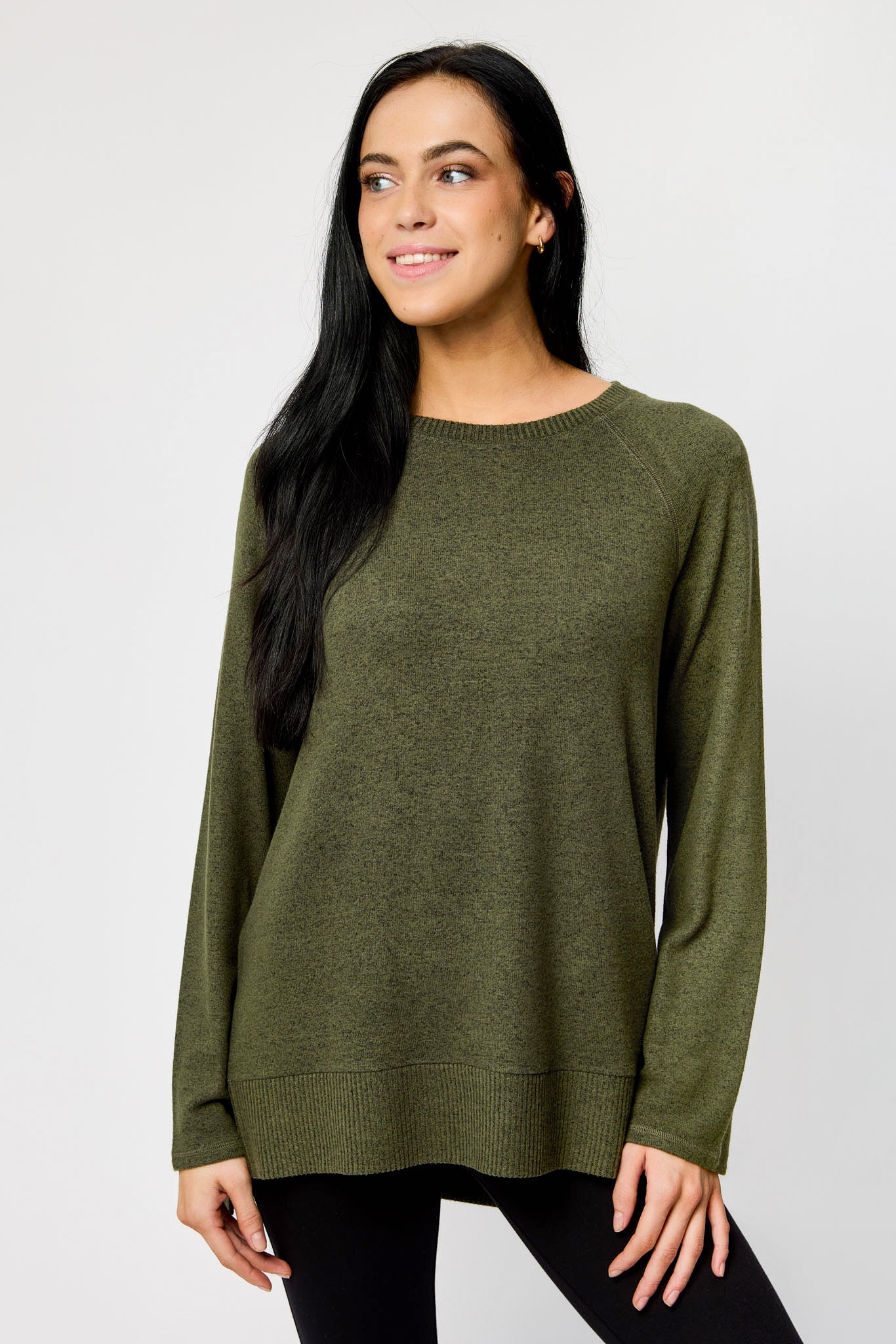 Crew-Neck Long Sleeve High-Low Sweater