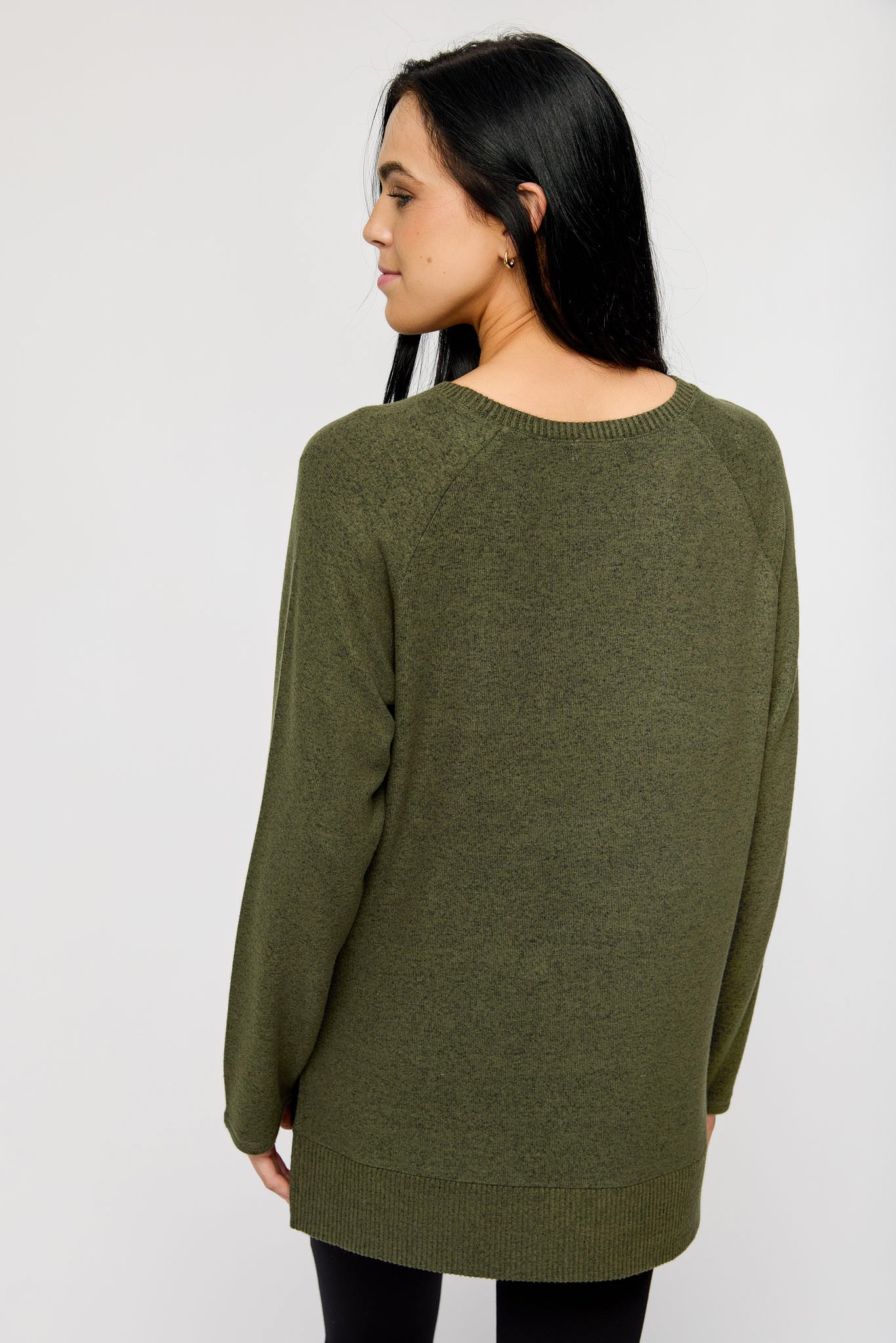Crew-Neck Long Sleeve High-Low Sweater