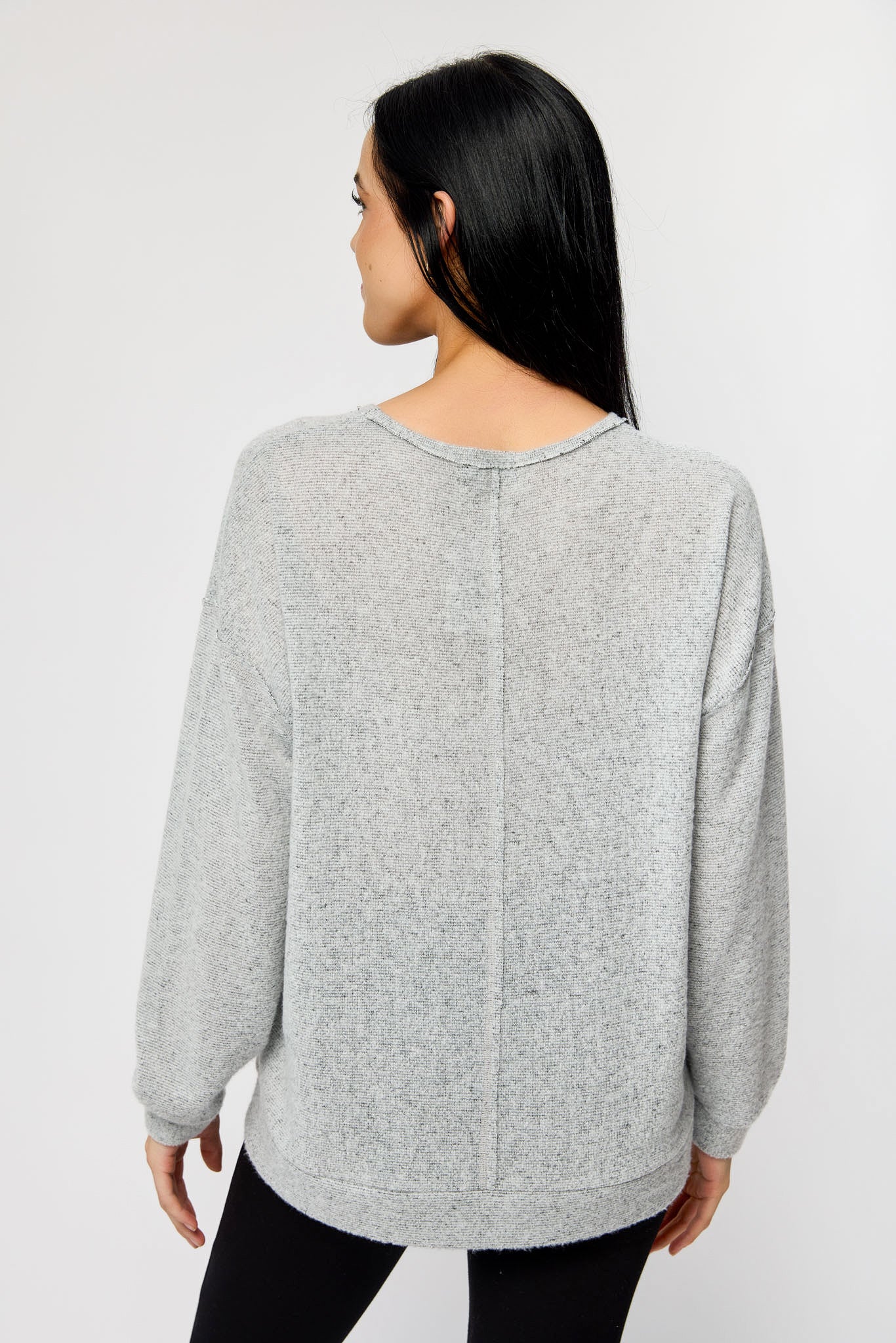 Brushed Mini Stripe Crew-Neck Oversized Sweater