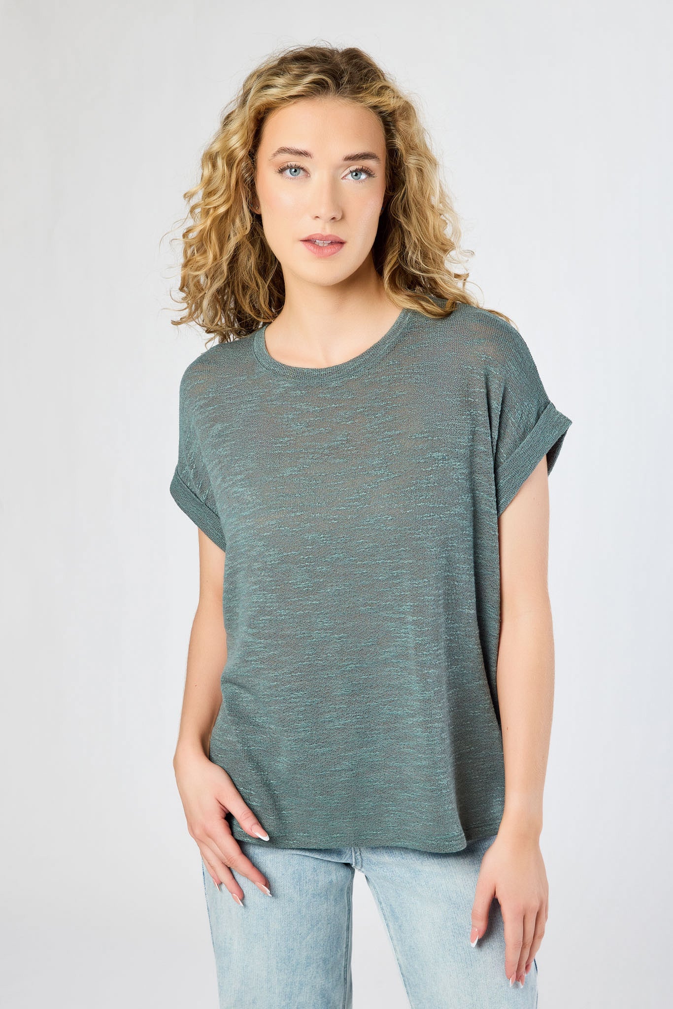Hacci Slub Crew-Neck Short-Sleeve Top