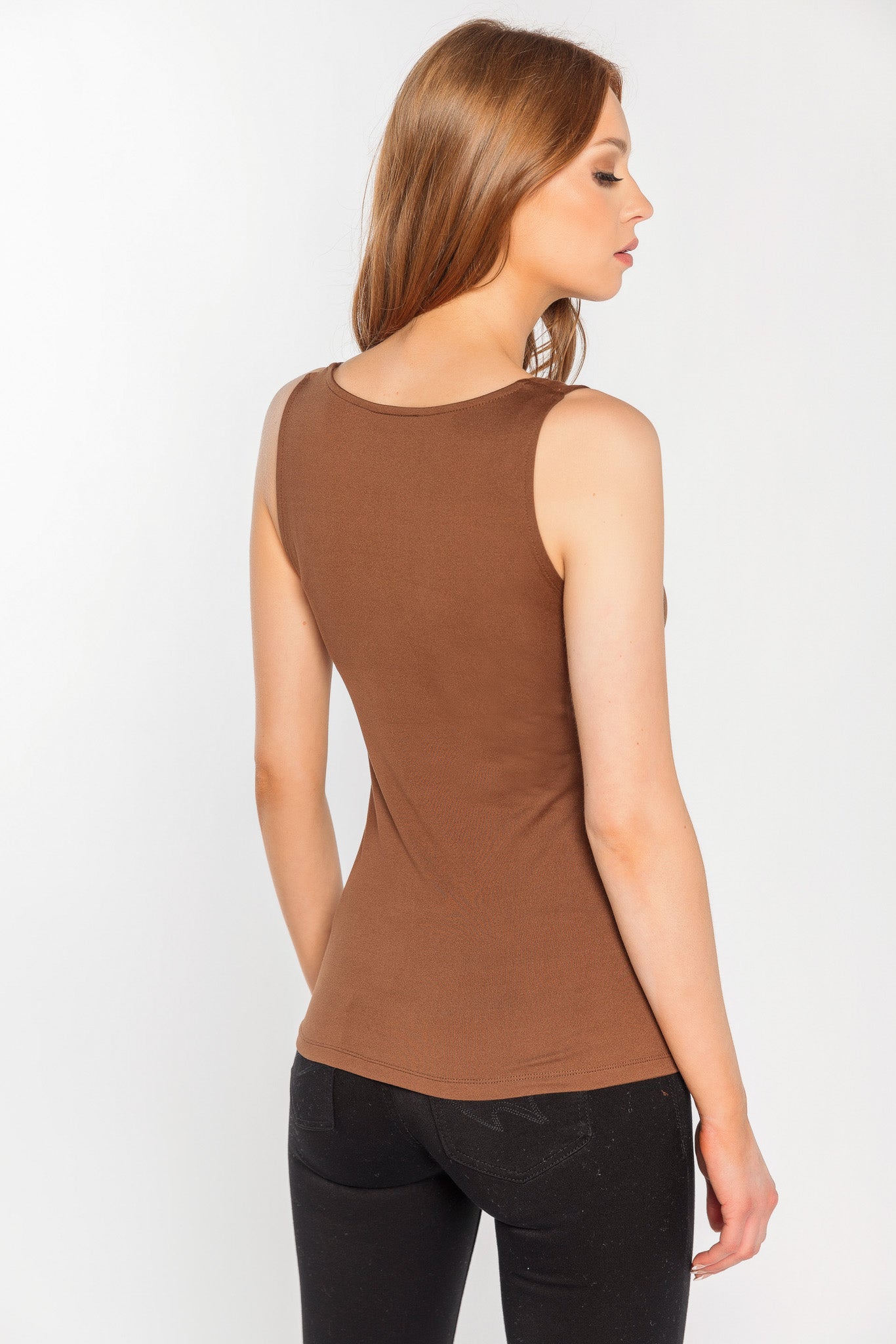 Double Brushed Sleeveless V-Neck