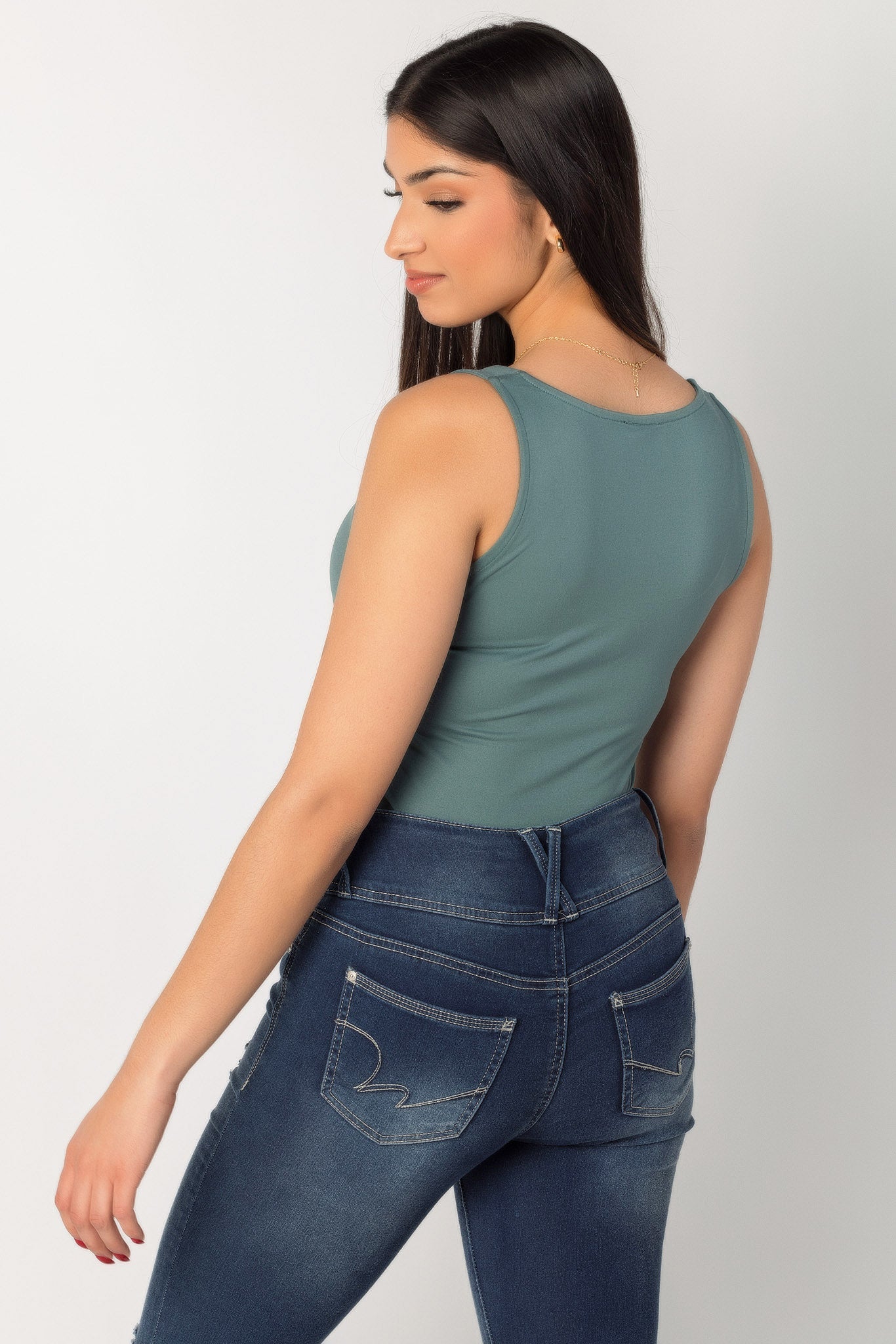 Double Brushed Sleeveless V-Neck