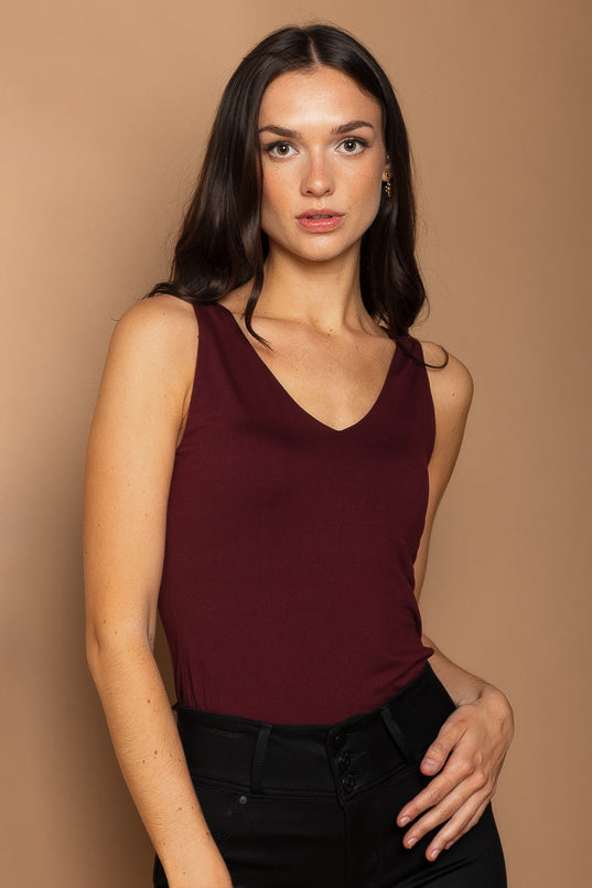 Double Brushed Sleeveless V-Neck