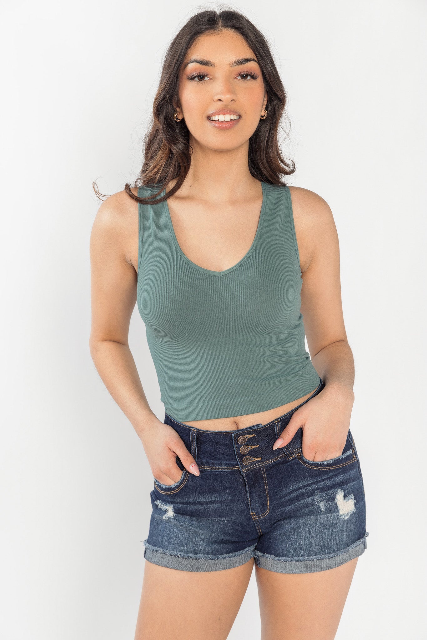 WallFlower Olivia Seamless V-Neck Cropped Tank