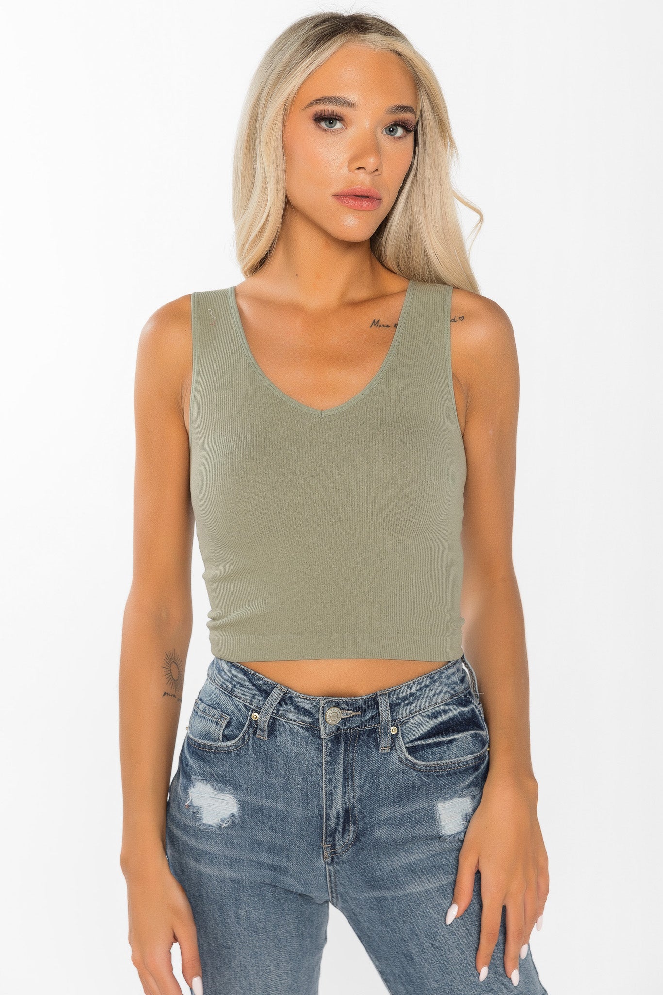 WallFlower Olivia Seamless V-Neck Cropped Tank