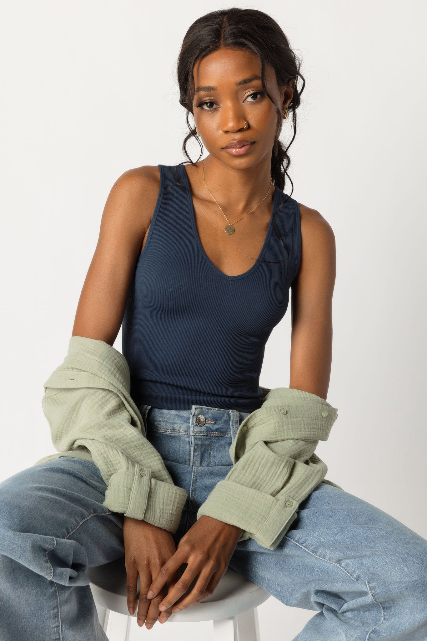 WallFlower Olivia Seamless V-Neck Cropped Tank