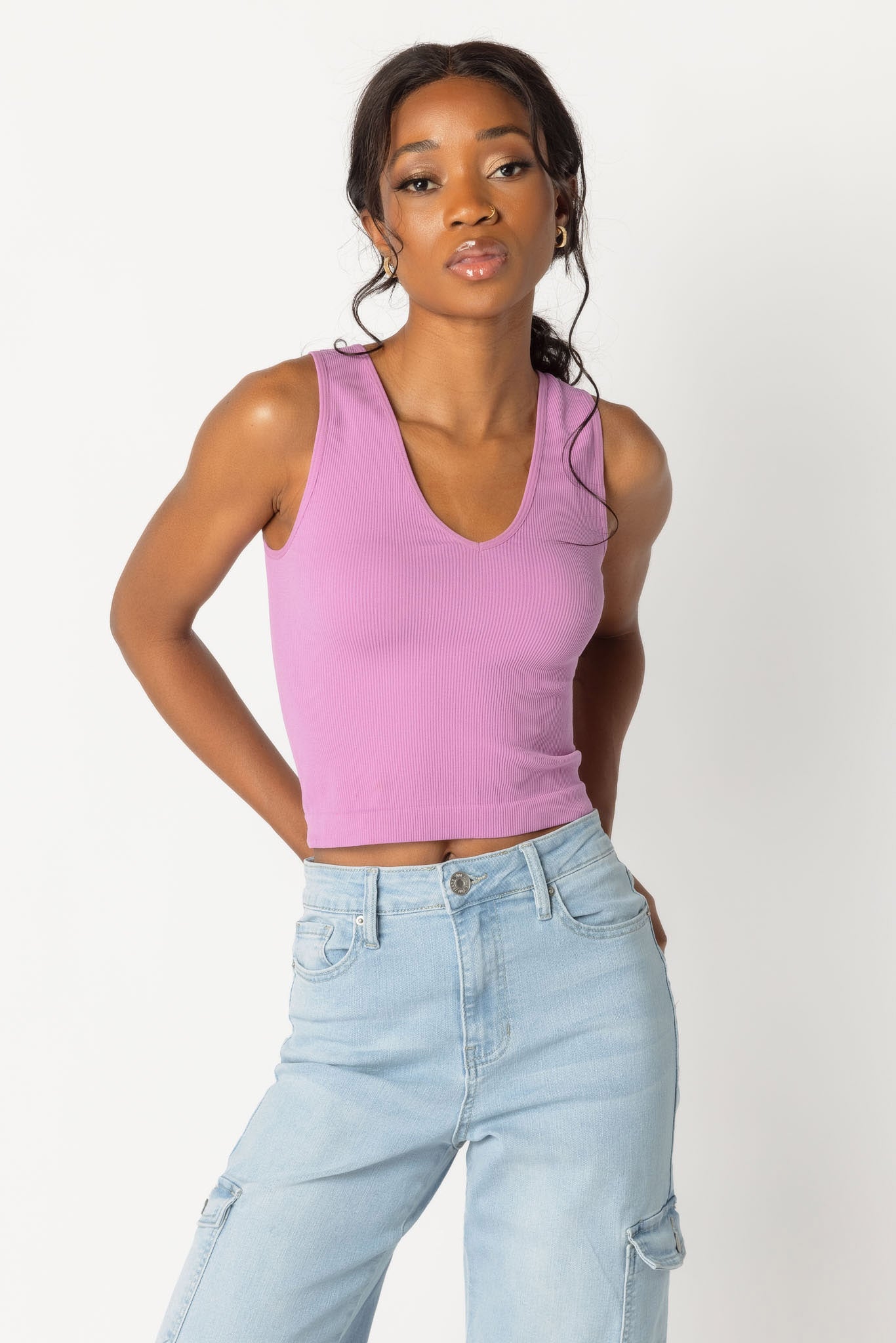WallFlower Olivia Seamless V-Neck Cropped Tank