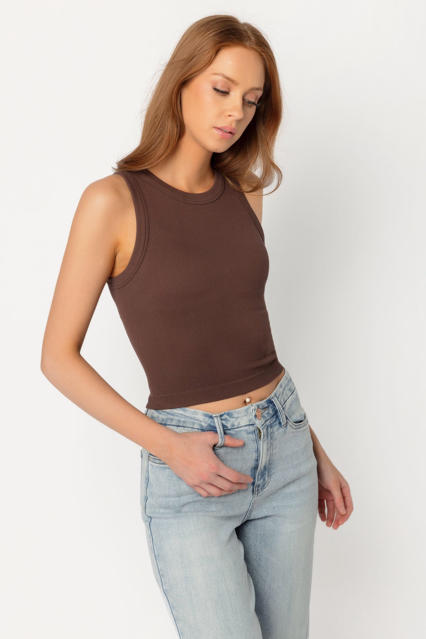 WallFlower Cindy Seamless High Neck Cropped Tank