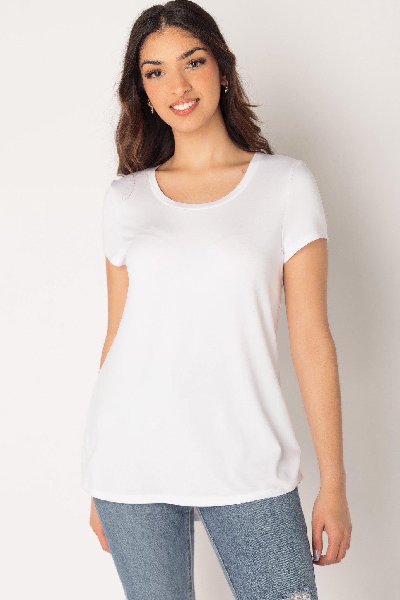 Brushed Cap Sleeve Scoopneck T-Shirt