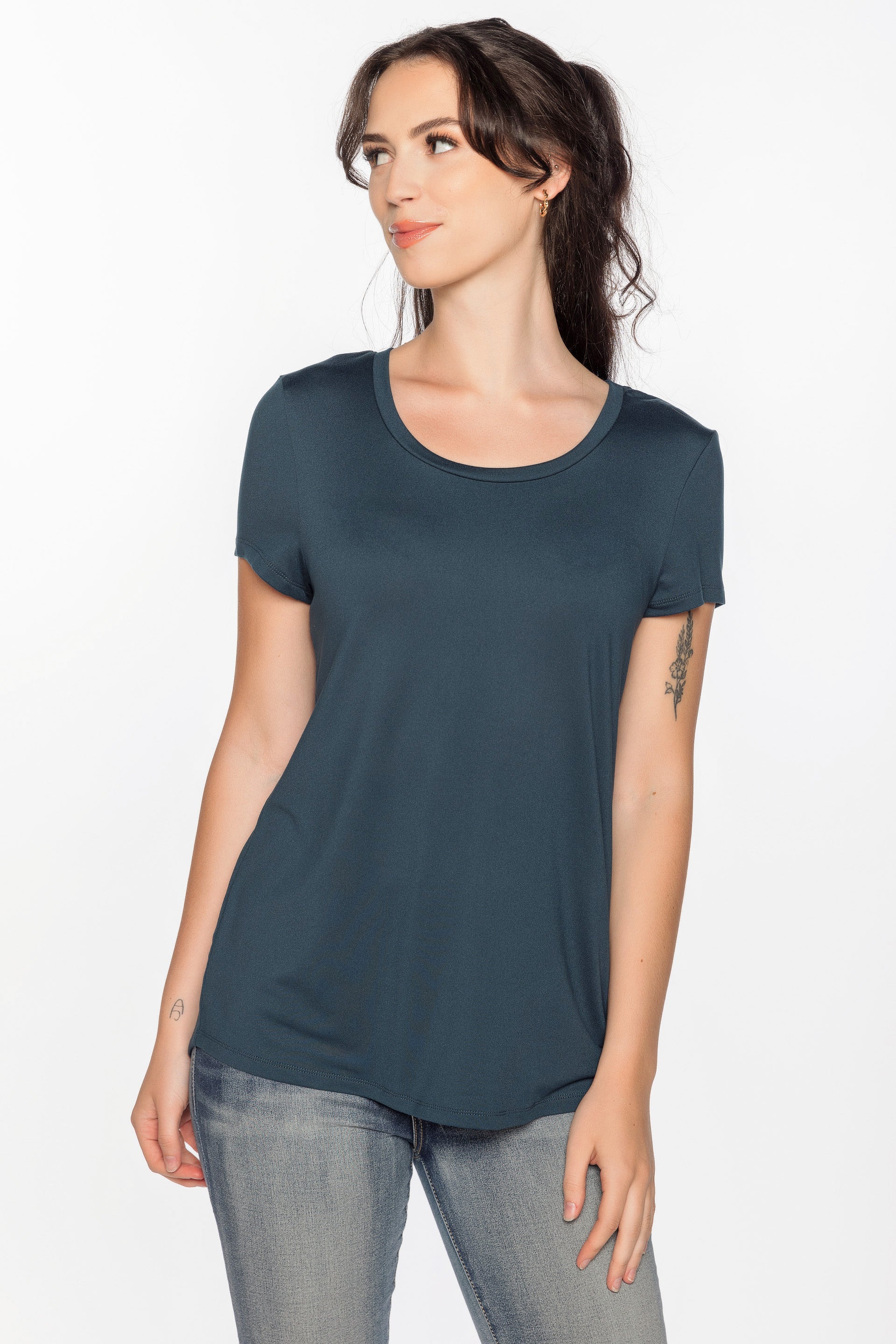 Brushed Cap Sleeve Scoopneck T-Shirt