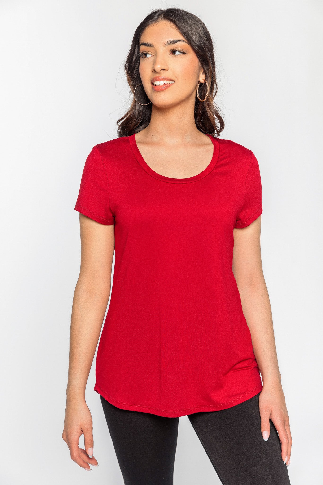 Brushed Cap Sleeve Scoopneck T-Shirt