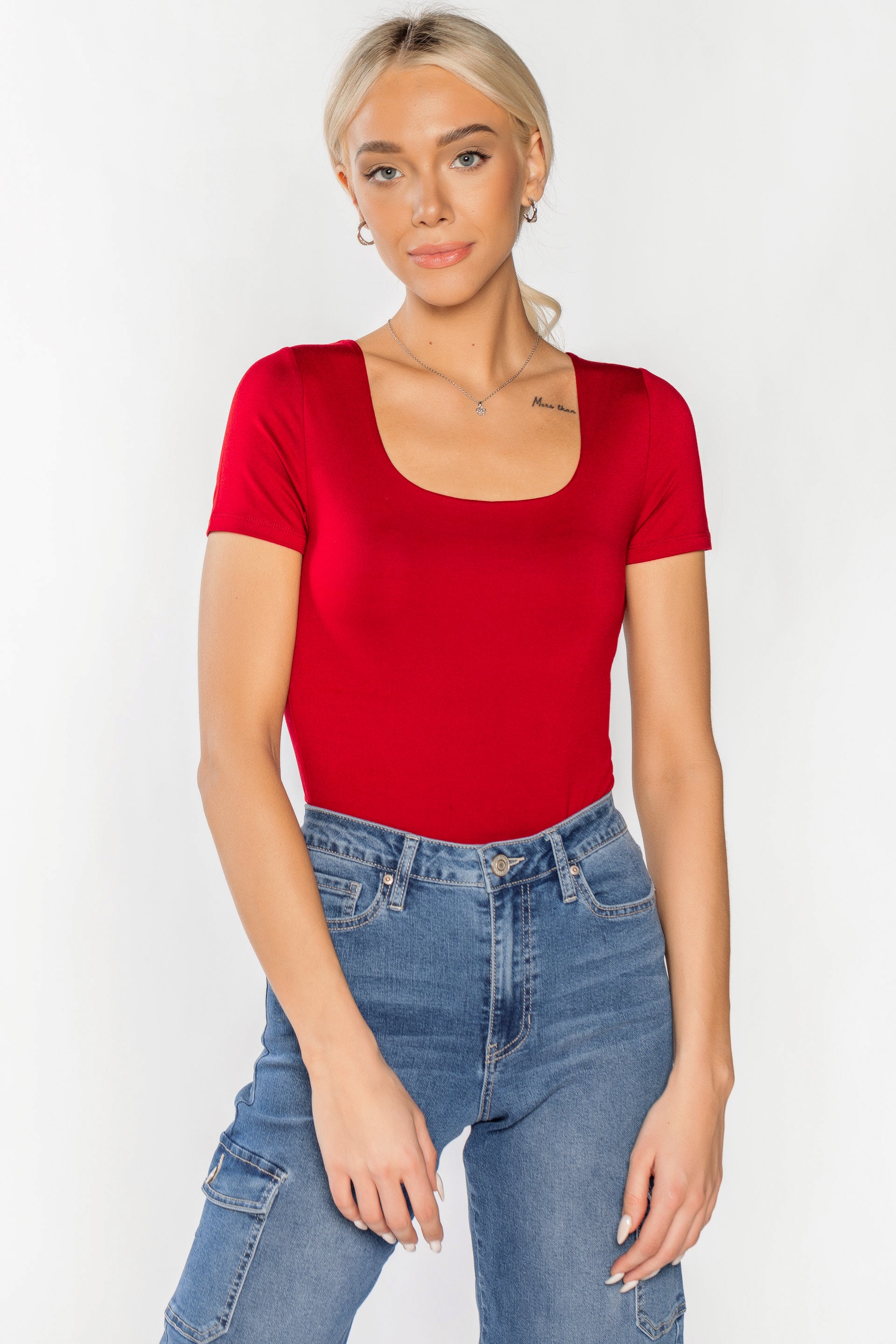 Short Sleeve Square Neck Top