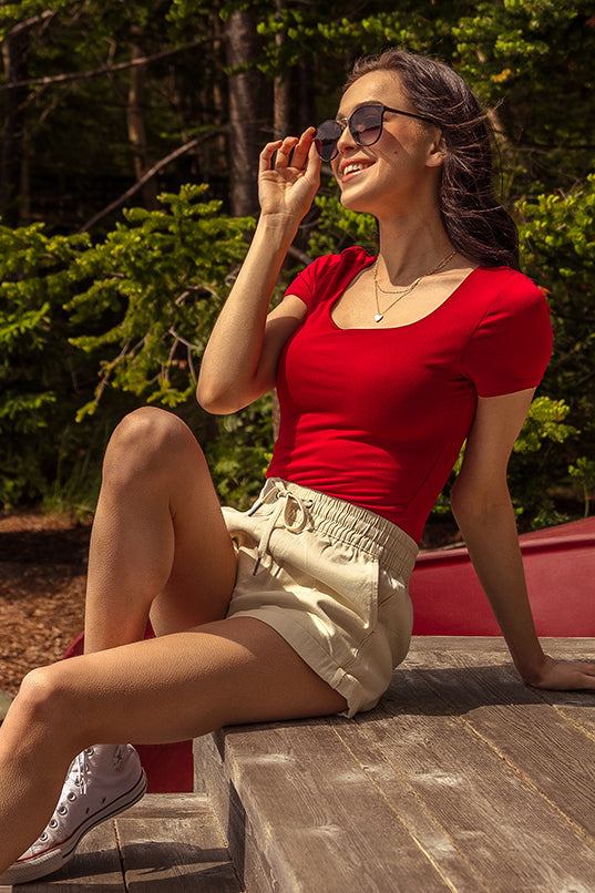 Short Sleeve Square Neck Top