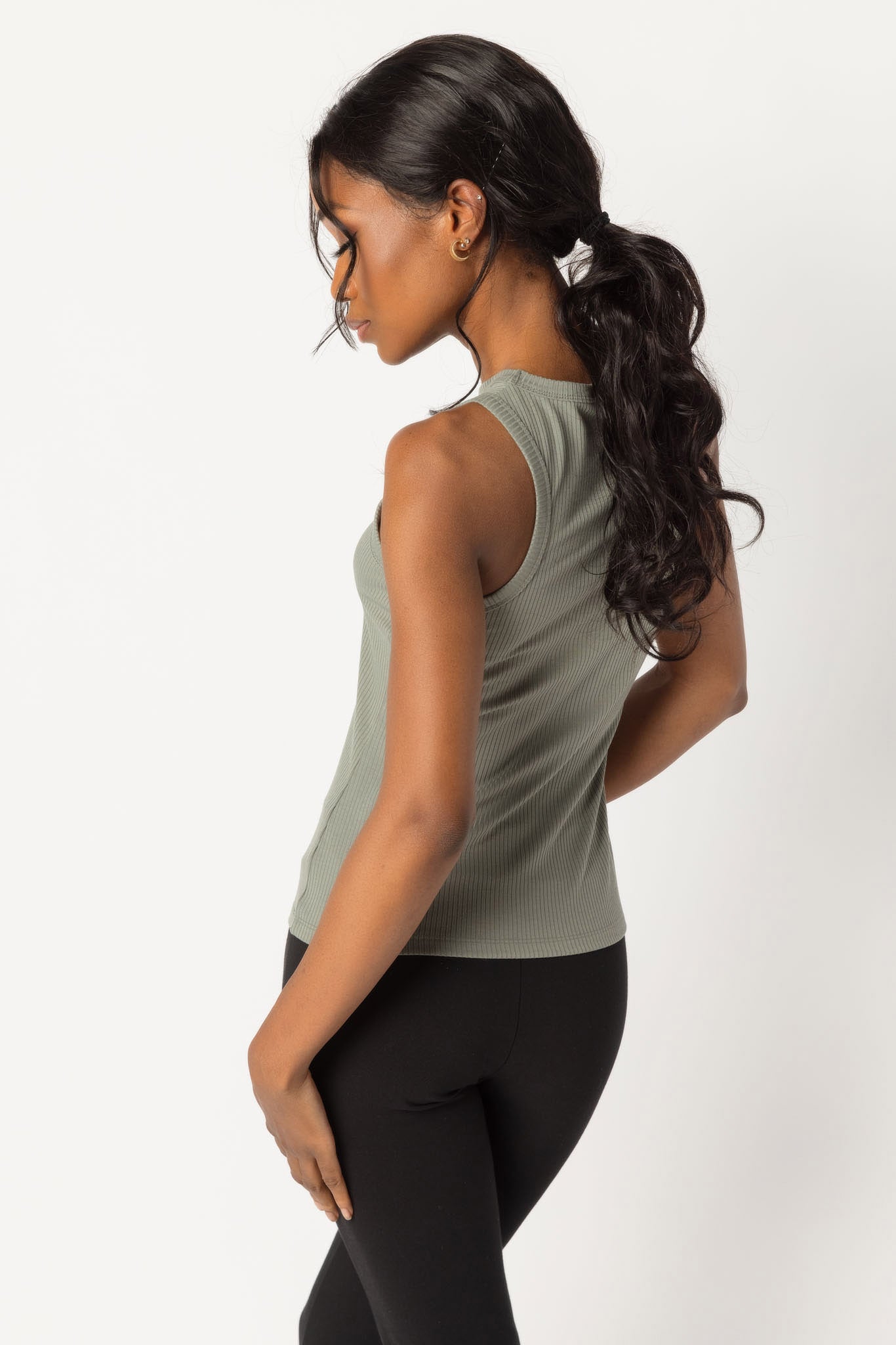Ribbed Crewneck Racerback Tank